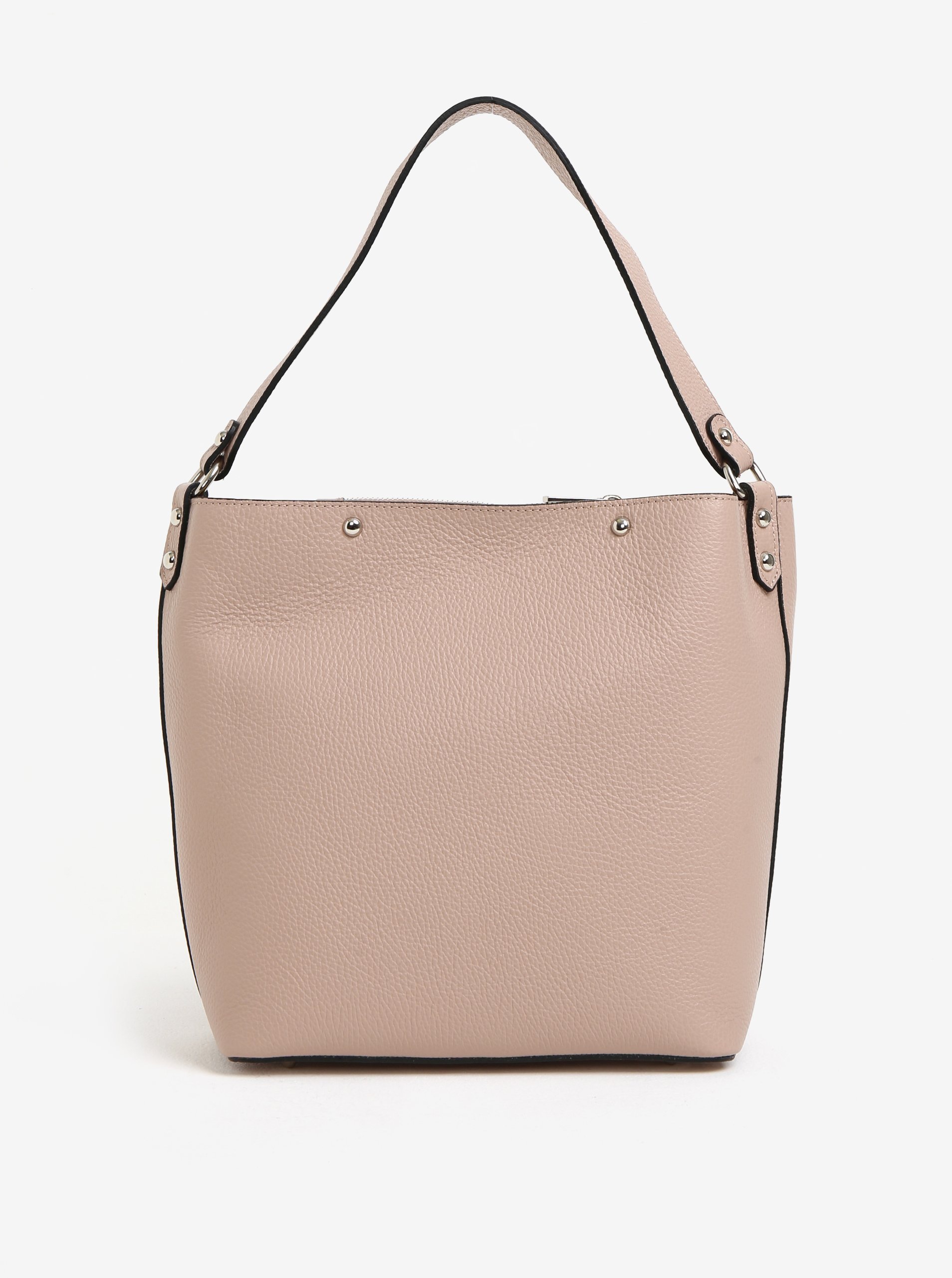Světle růžový dámský kožený shopper s pouzdrem 2v1 KARA