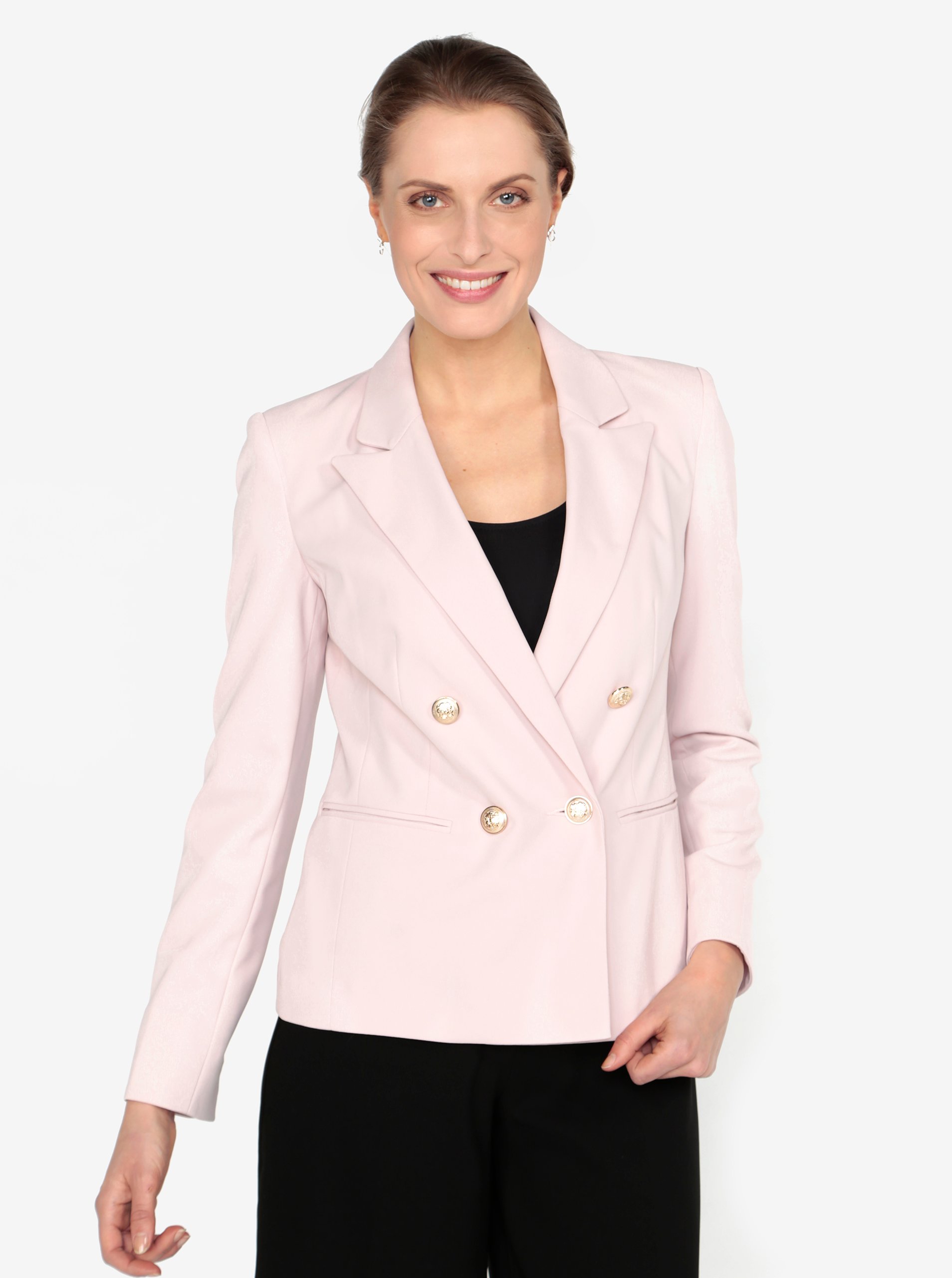 Starorůžové sako s knoflíky ve zlaté barvě Miss Selfridge