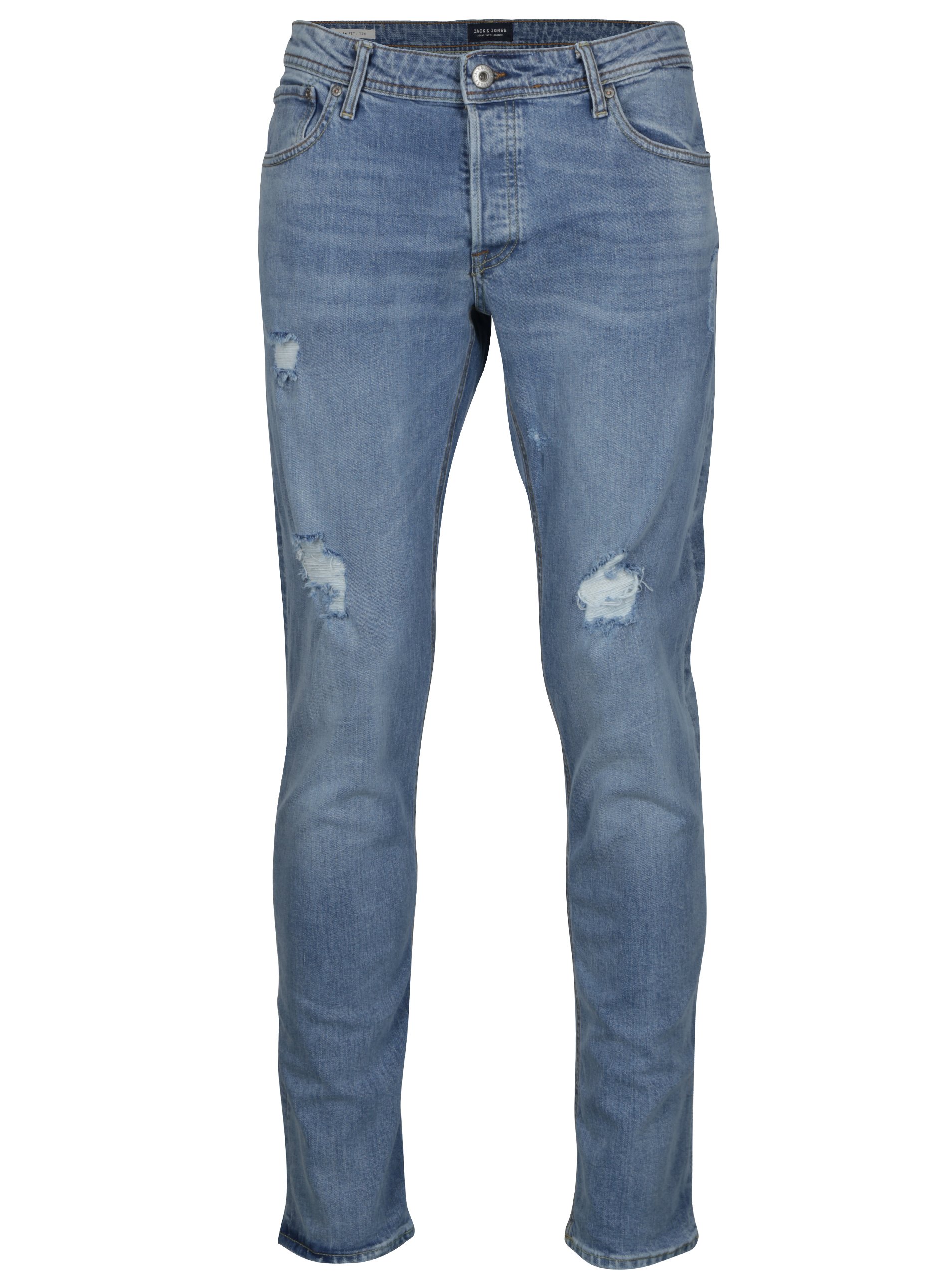 Světle modré slim fit džíny s potrhaným efektem Jack & Jones Tim