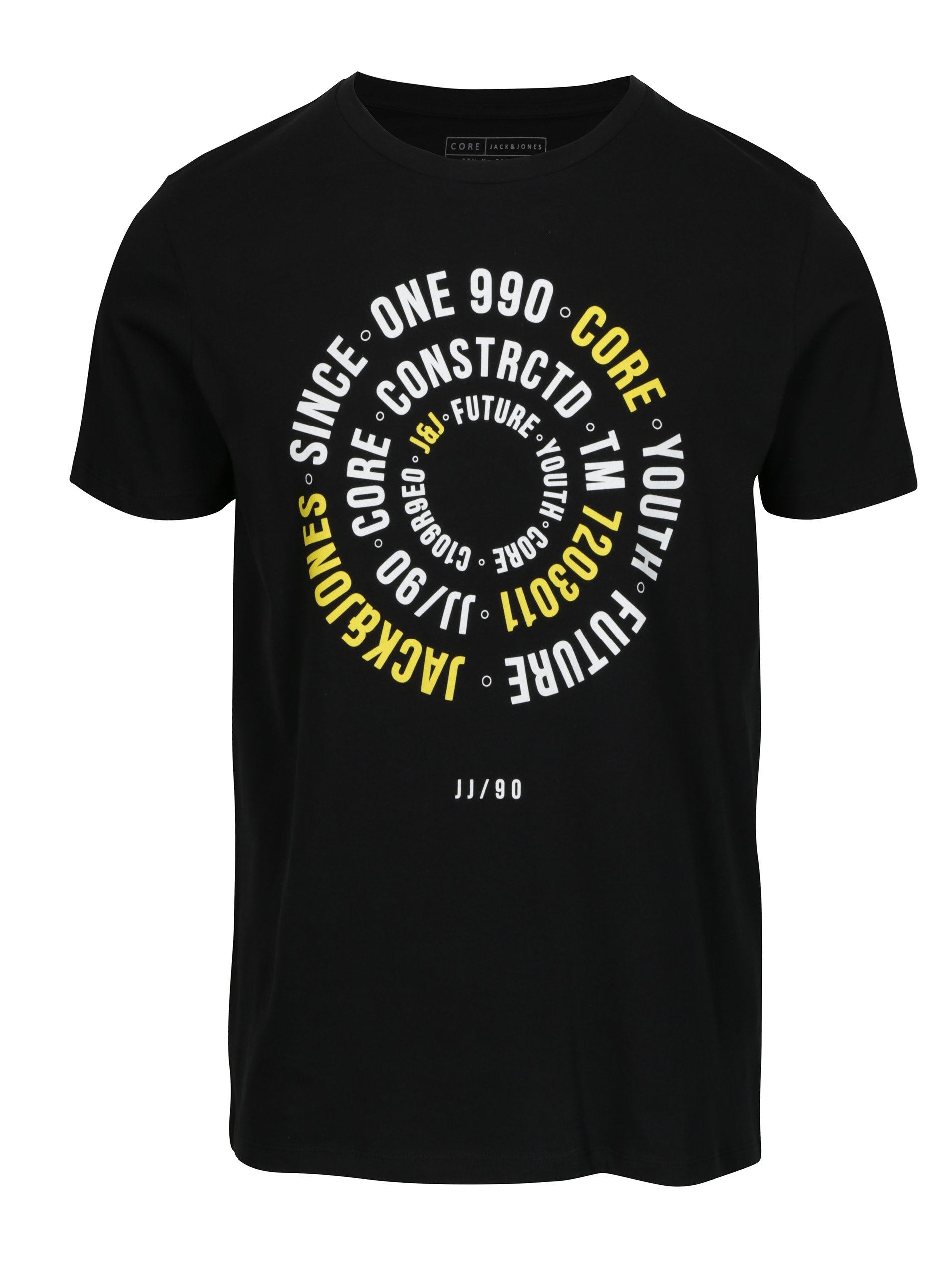 Černé slim fit tričko s potiskem Jack & Jones Booster