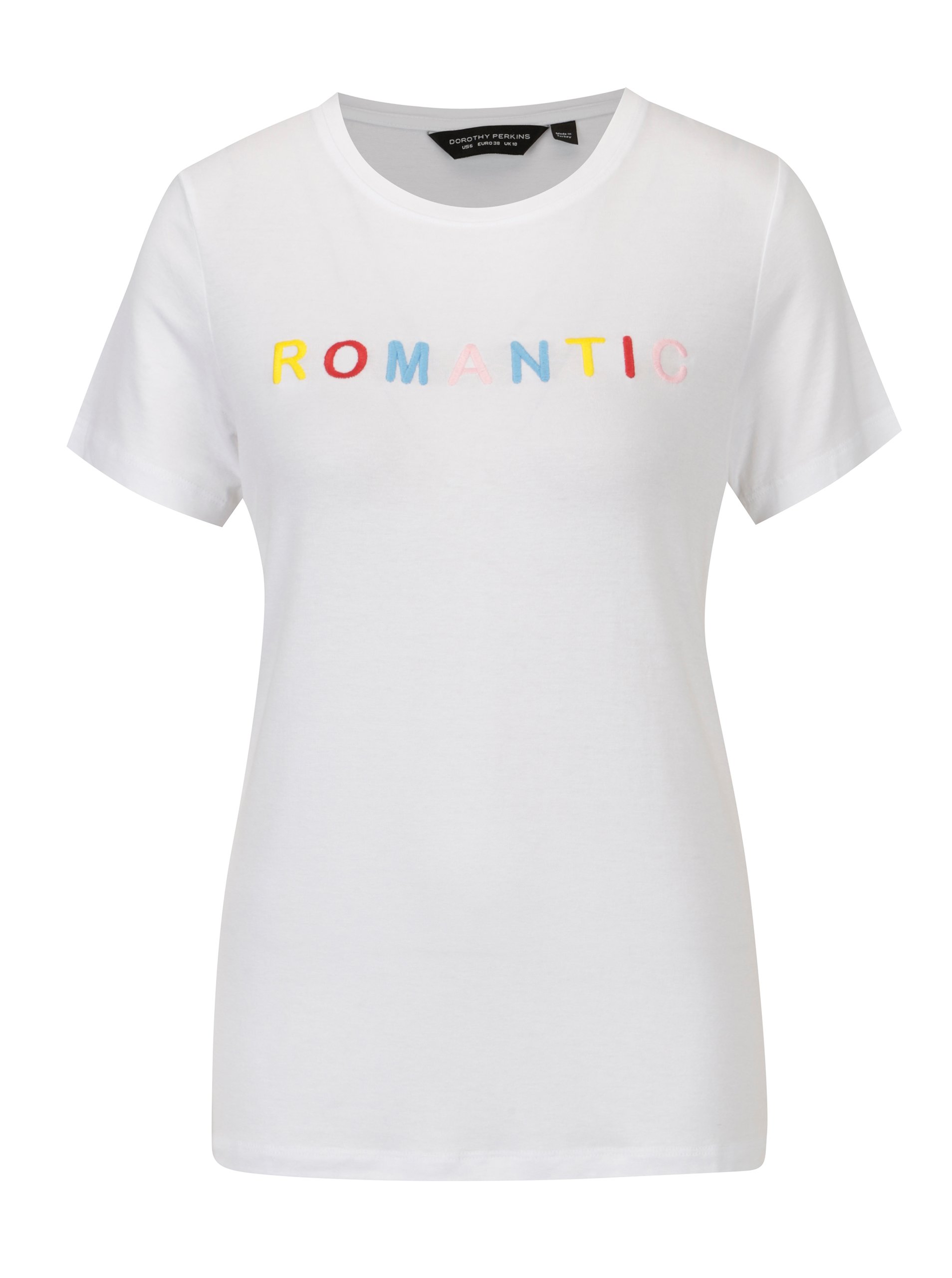 Bílé tričko s vyšívaným nápisem Dorothy Perkins