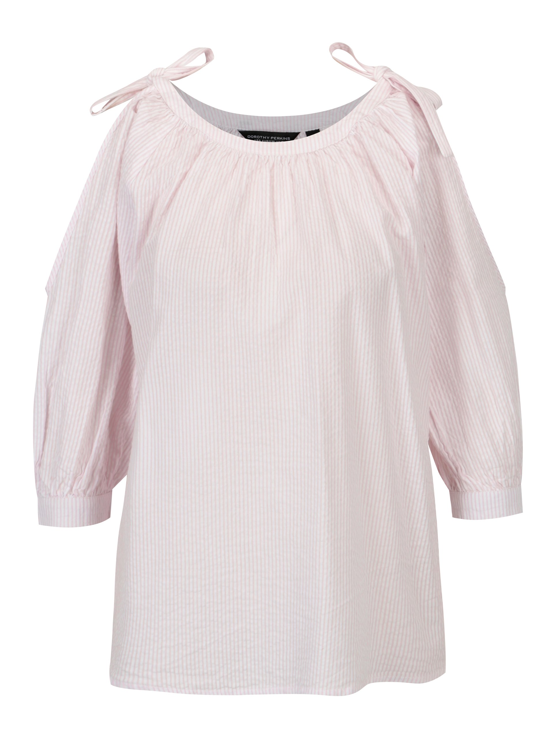 Bílo-růžová pruhovaná halenka s průstřihy na ramenou Dorothy Perkins