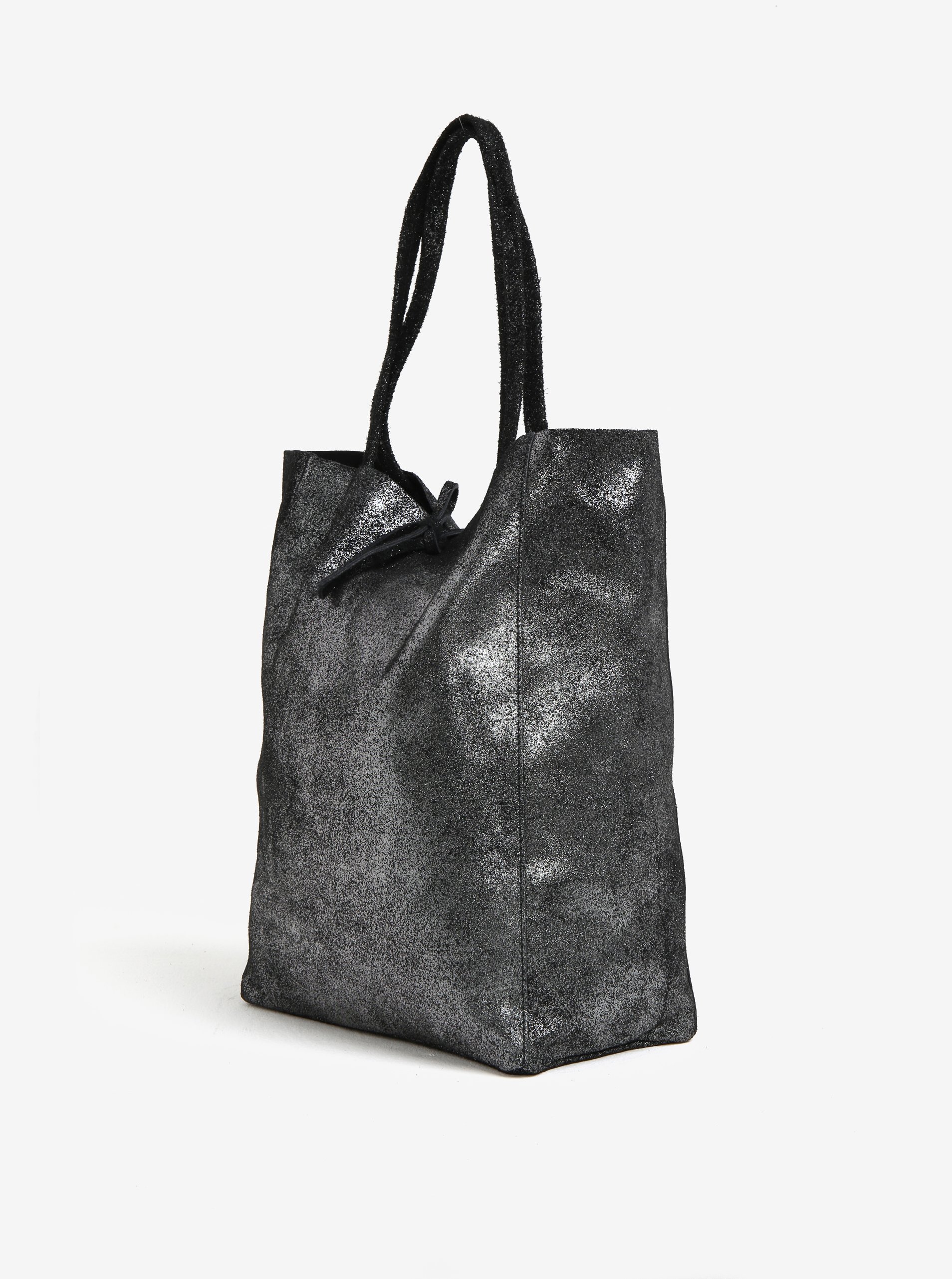 Geanta Neagra Shopper Din Piele Intoarsa Zoot Glitter Zoot Ro