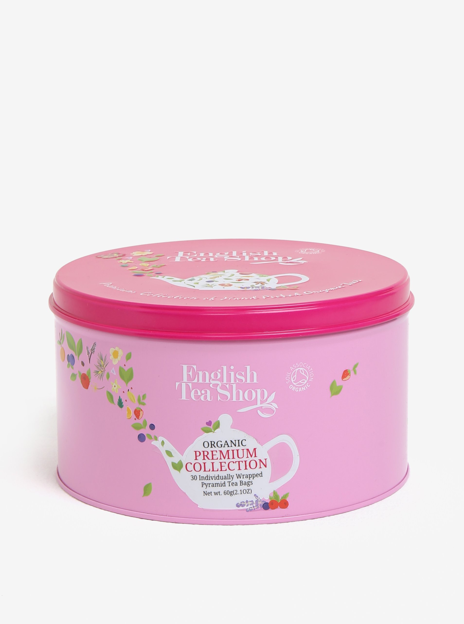 Růžová dárková plechovka prémiového čaje English Tea Shop