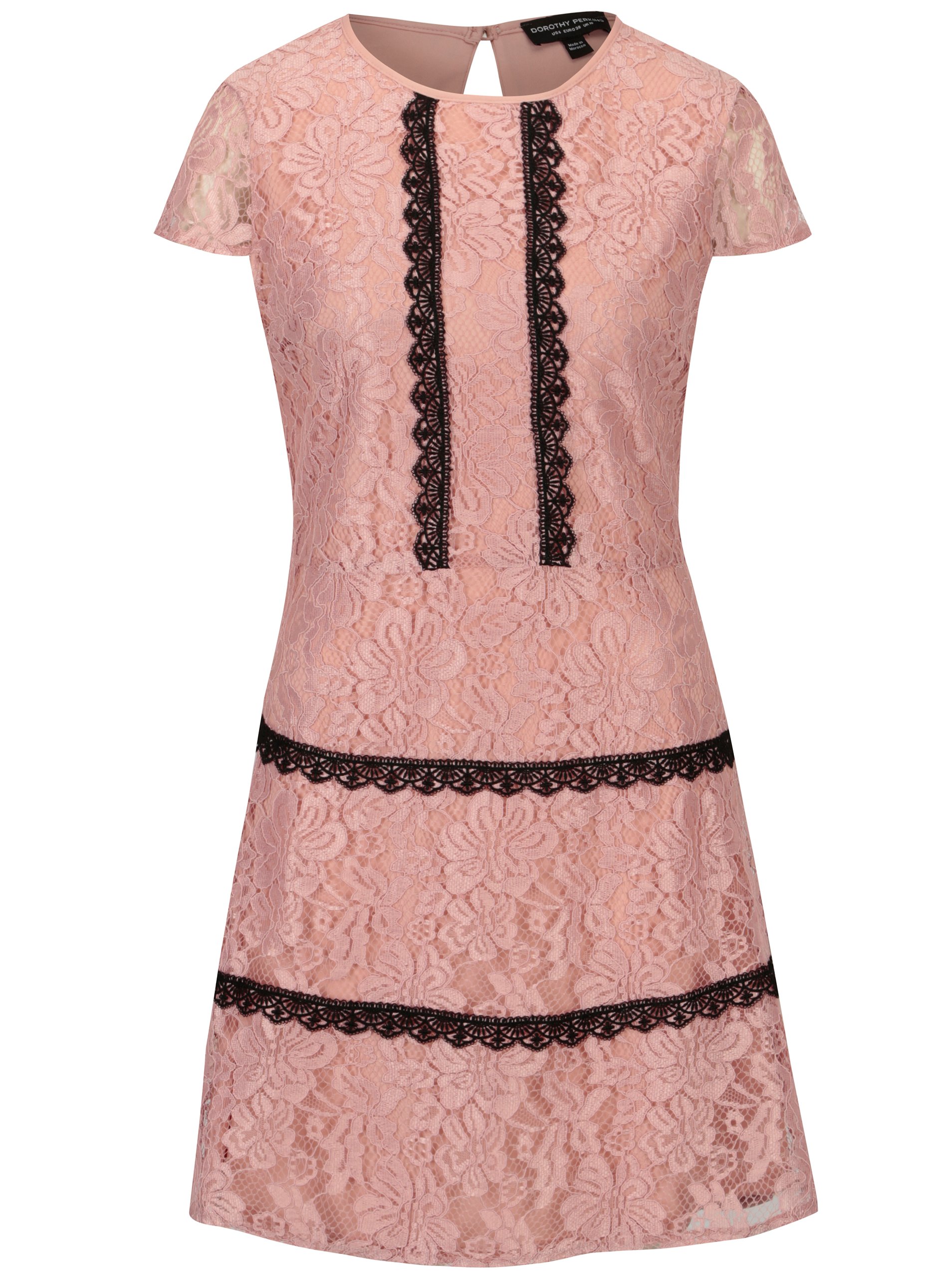 Světle růžové krajkové šaty Dorothy Perkins