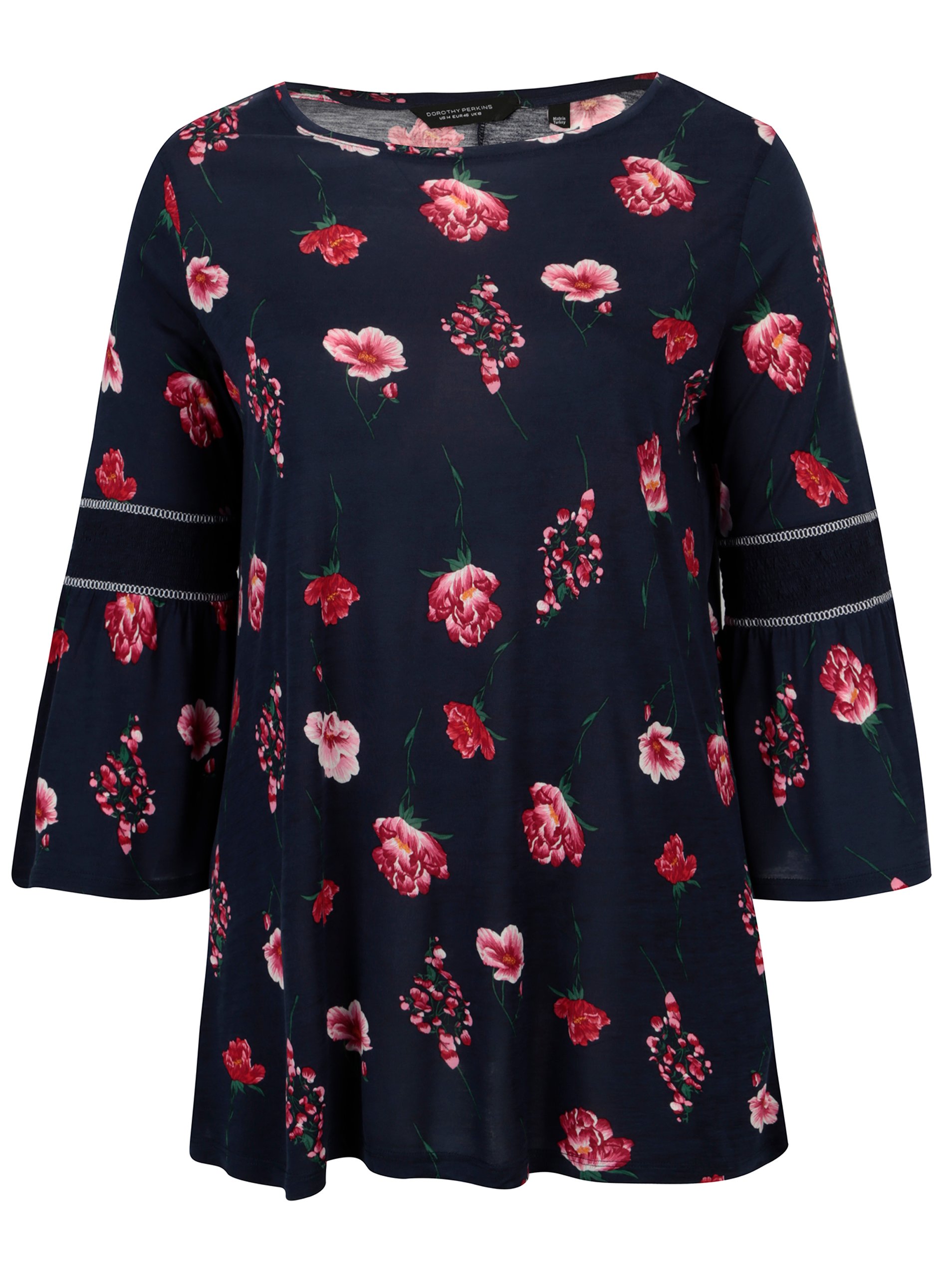 Tmavě modré květované tričko Dorothy Perkins Curve