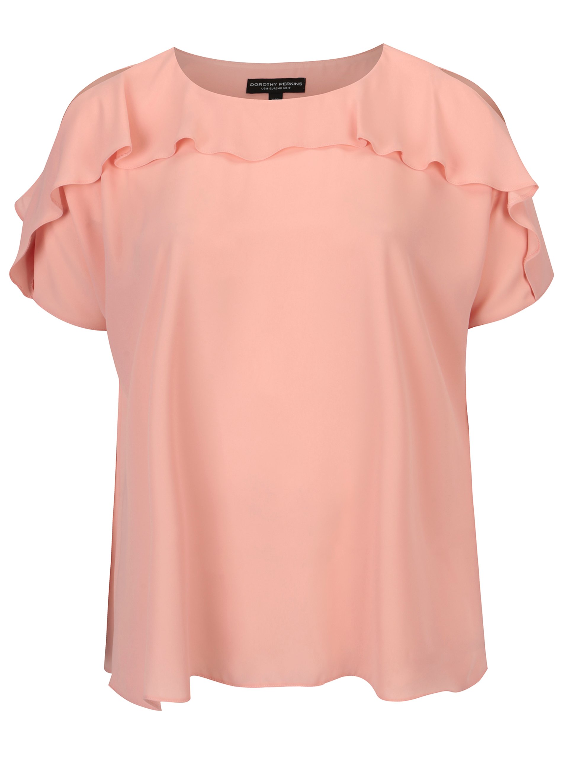 Světle růžová volná halenka s volánem Dorothy Perkins Curve