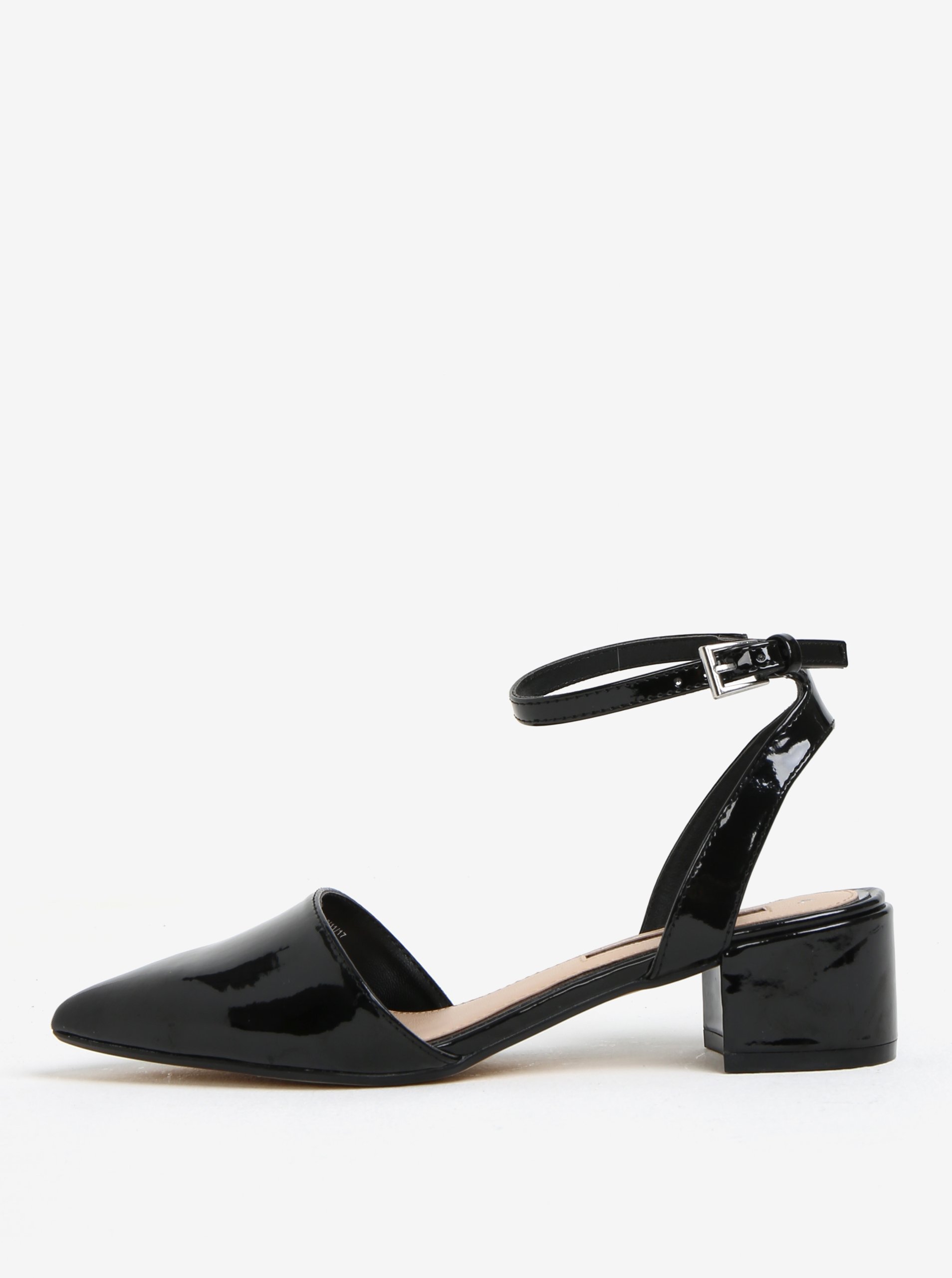 Černé lesklé sandálky na nízkém podpatku Dorothy Perkins