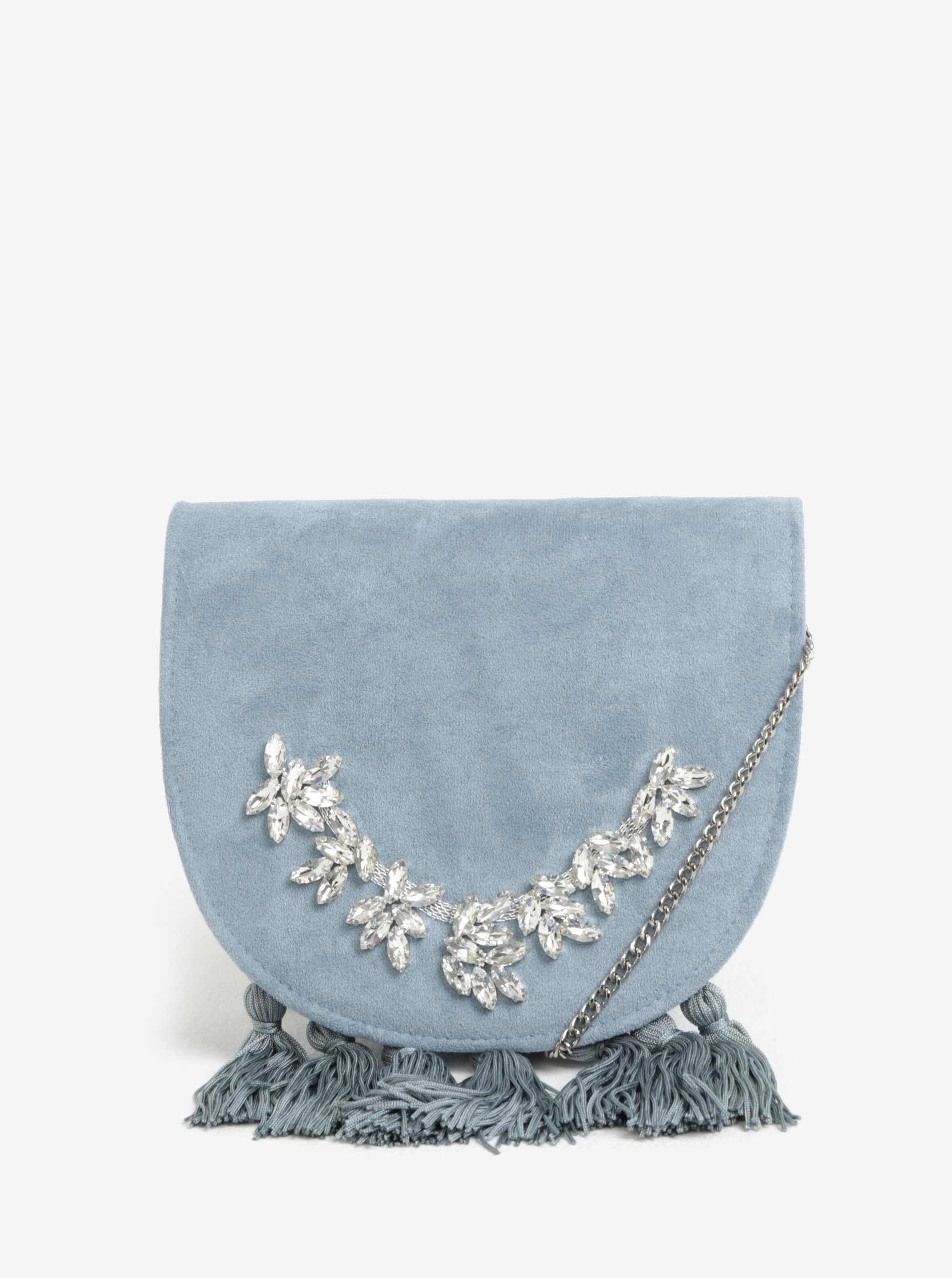 Modrá crossbody kabelka s třásněmi MISSGUIDED