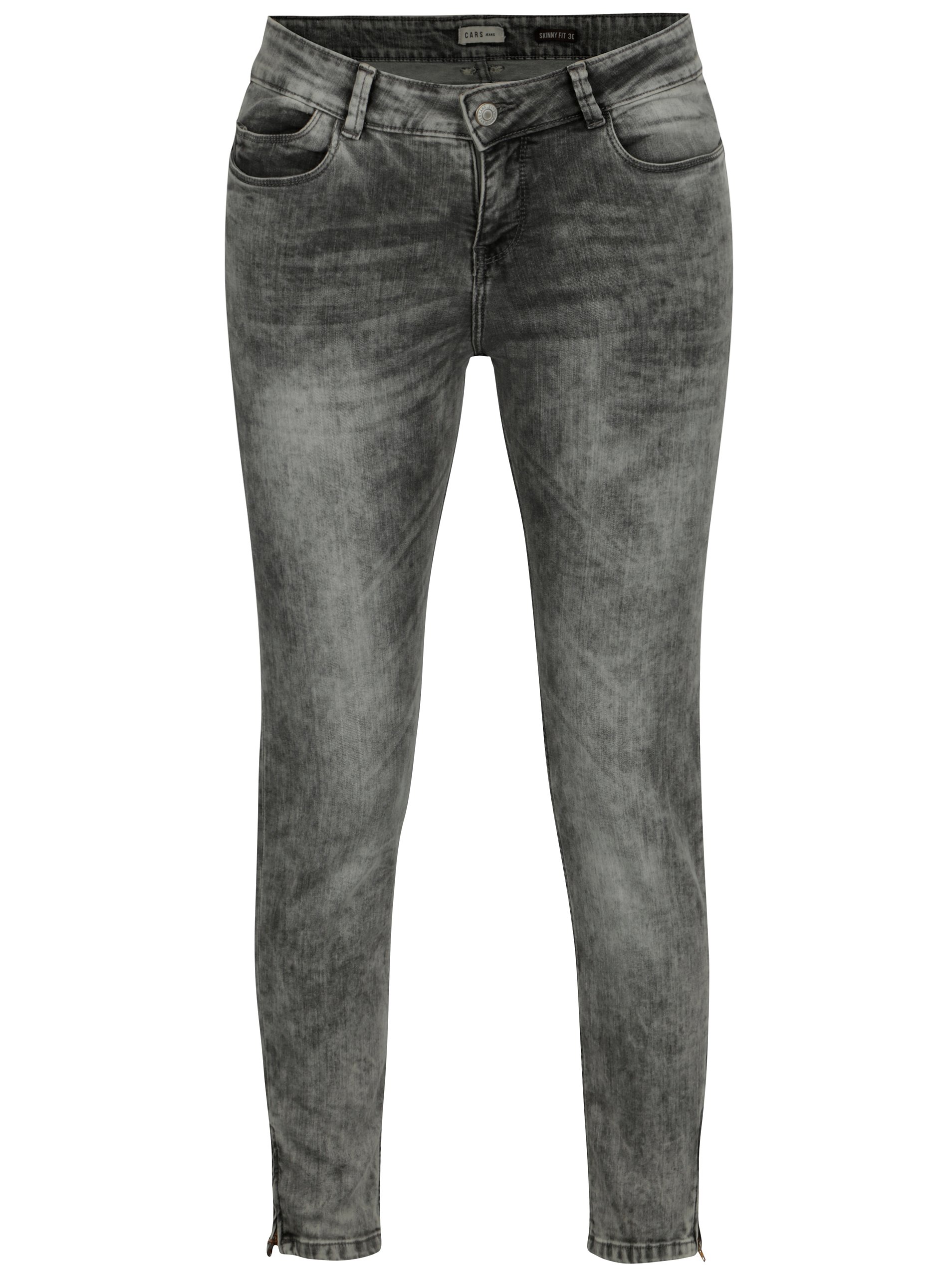 Šedé dámské skinny džíny s vyšisovaným efektem Cars Tippa