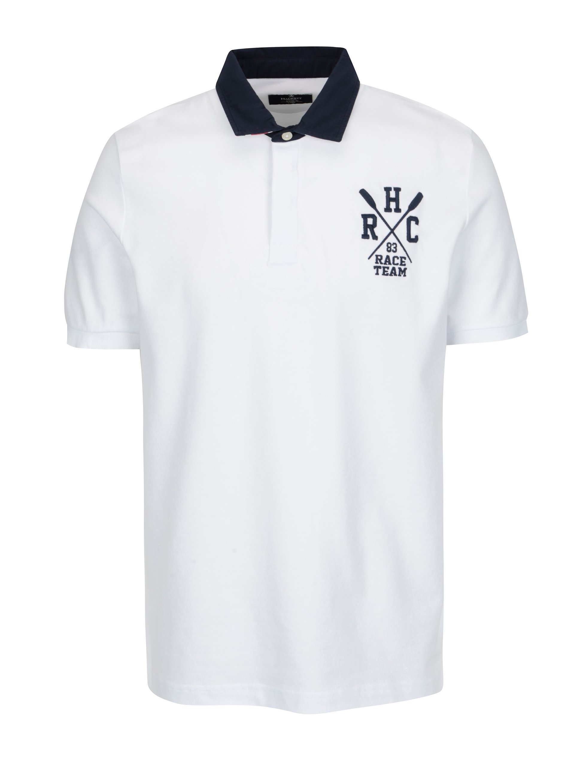 Bílé classic fit polo tričko s výšivkou Hackett London