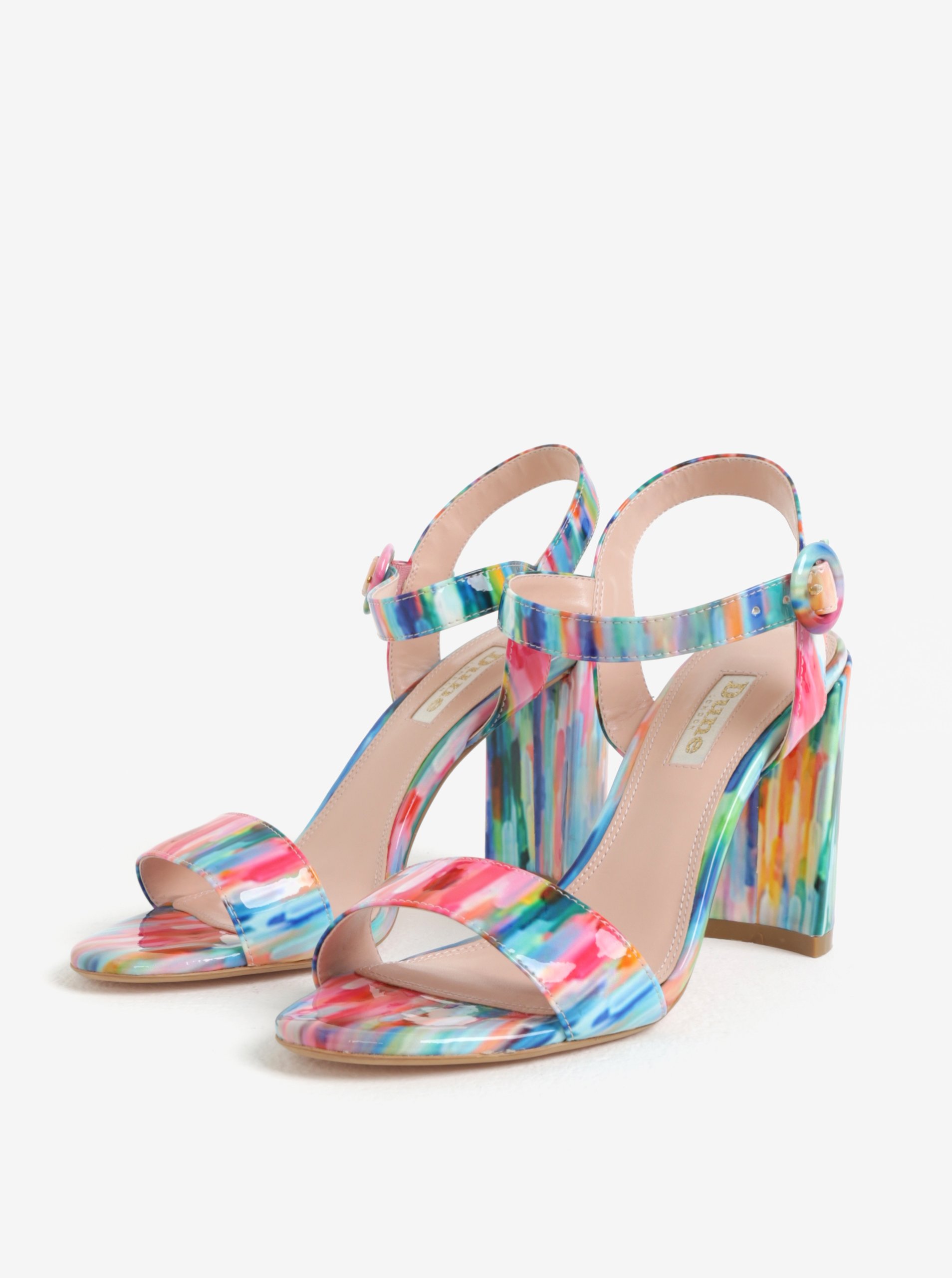 Sandale Multicolore Cu Aspect Lacuit Si Toc Patrat Dune London Mixed Zoot Ro