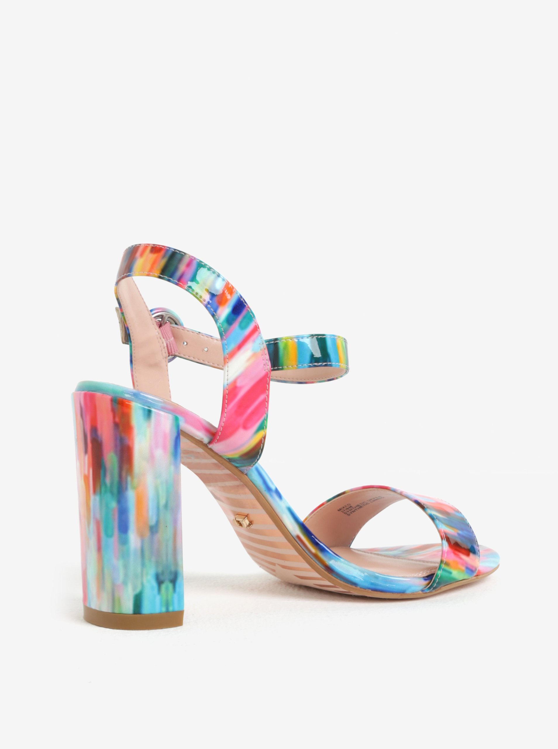 Sandale Multicolore Cu Aspect Lacuit Si Toc Patrat Dune London Mixed Zoot Ro