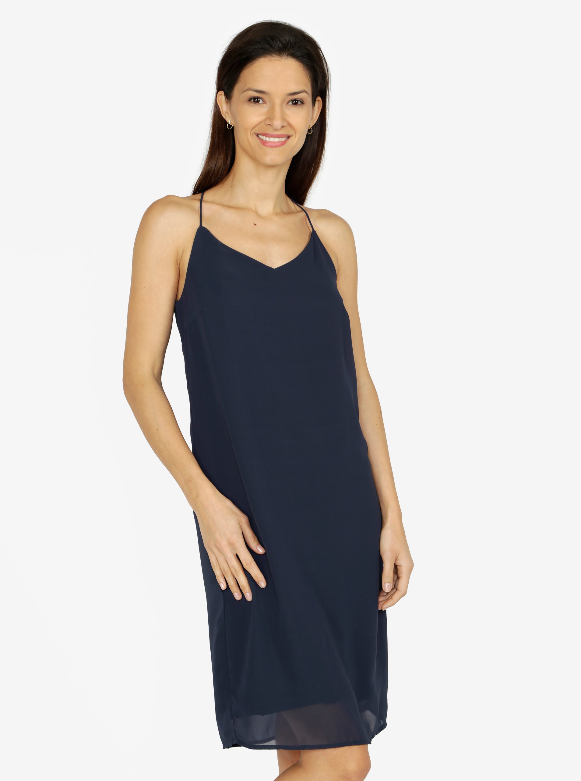 Tmavě modré šaty na ramínka VERO MODA Diana