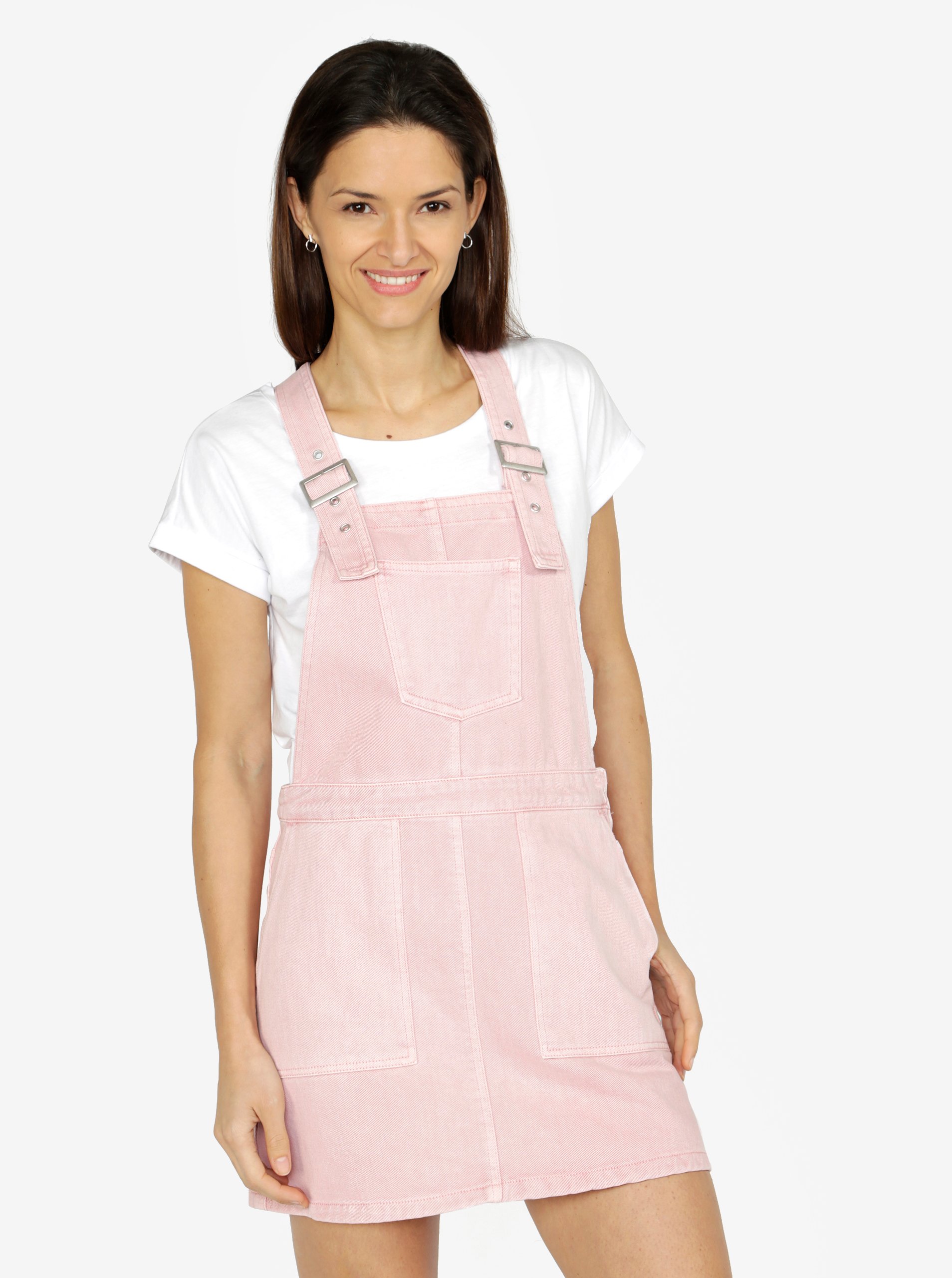 Růžové minišaty s laclem VERO MODA Malou
