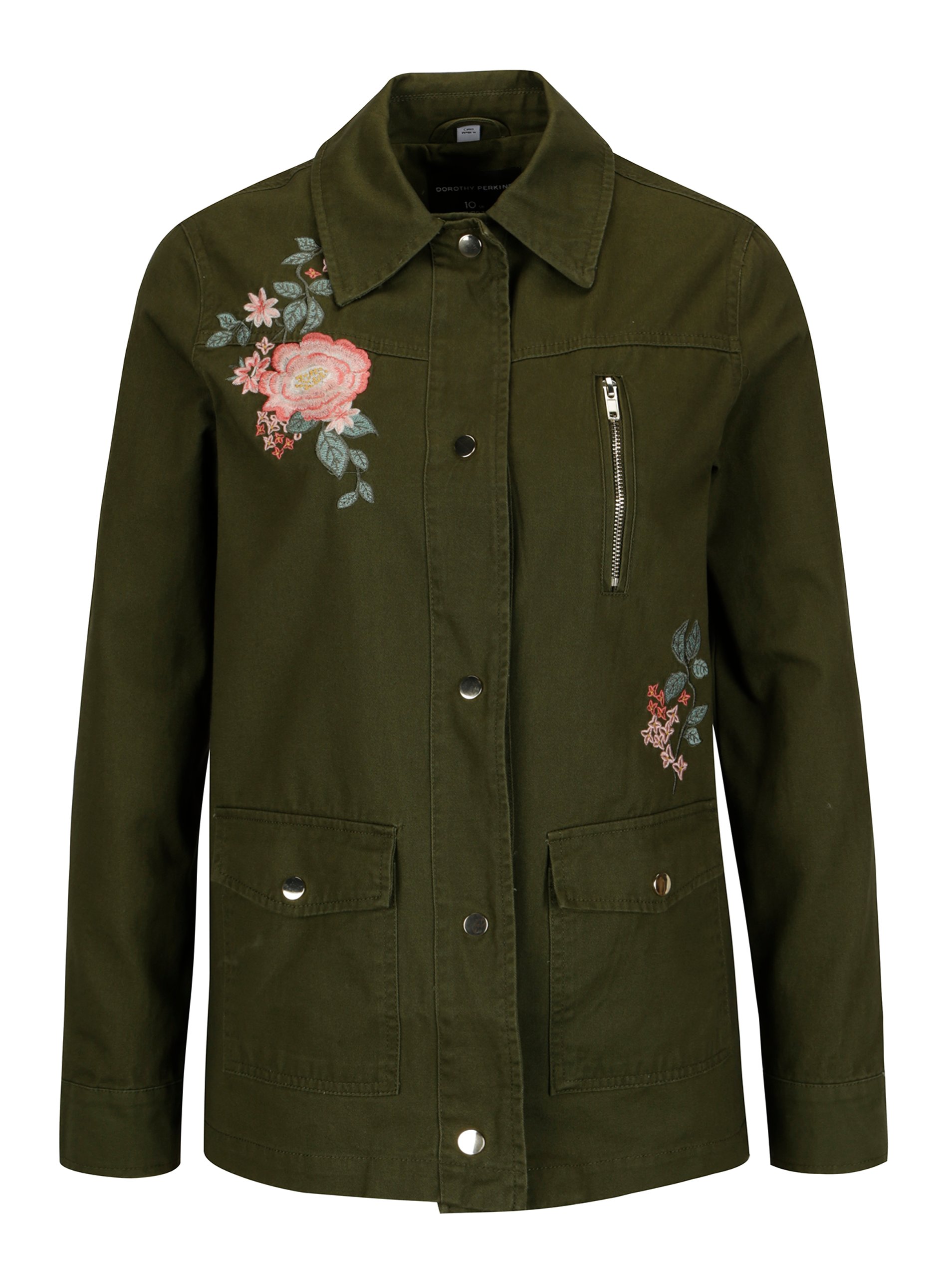 Khaki bunda s výšivkou Dorothy Perkins