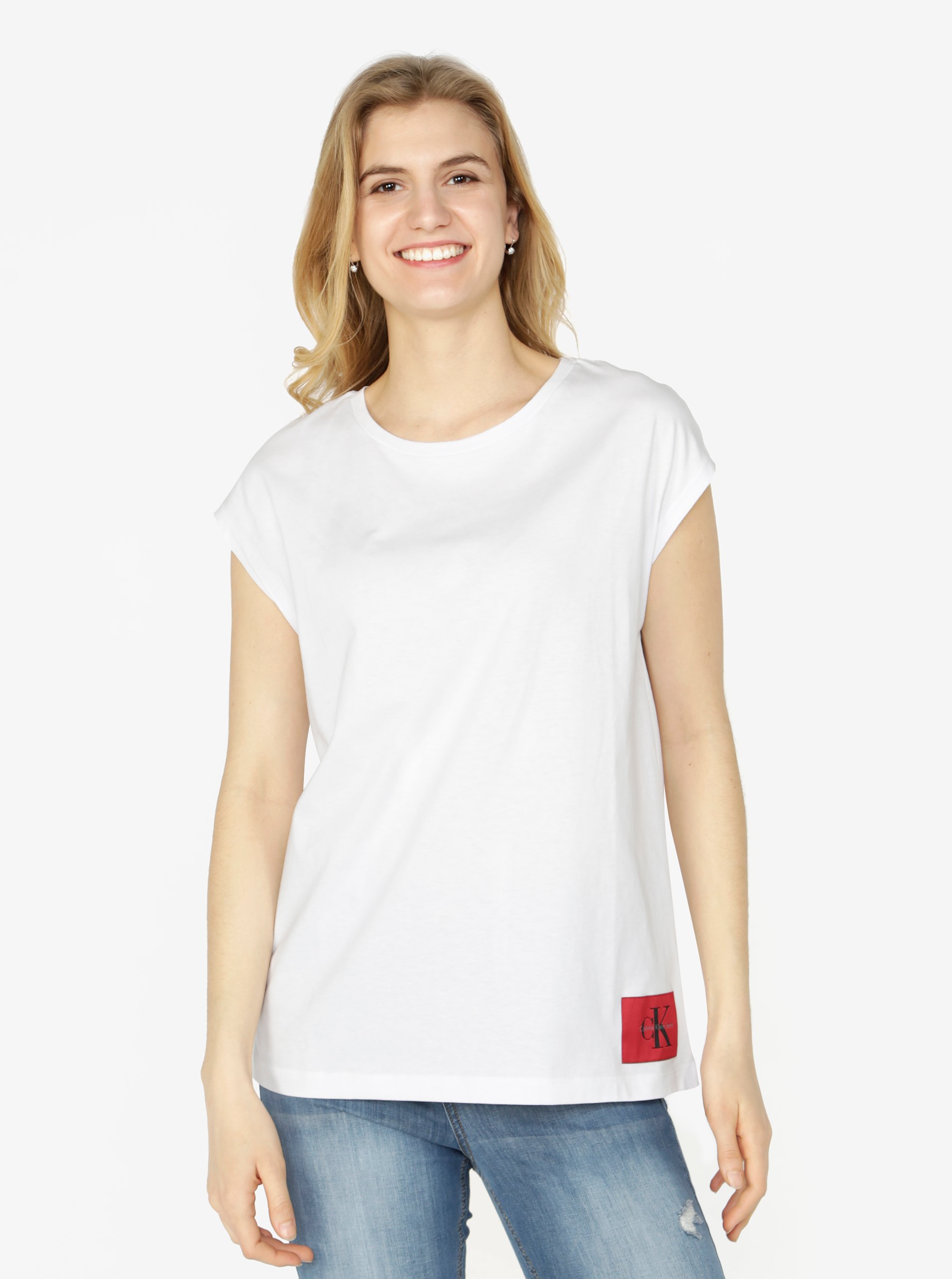 Bílé dámské tričko bez rukávů Calvin Klein Jeans Tika