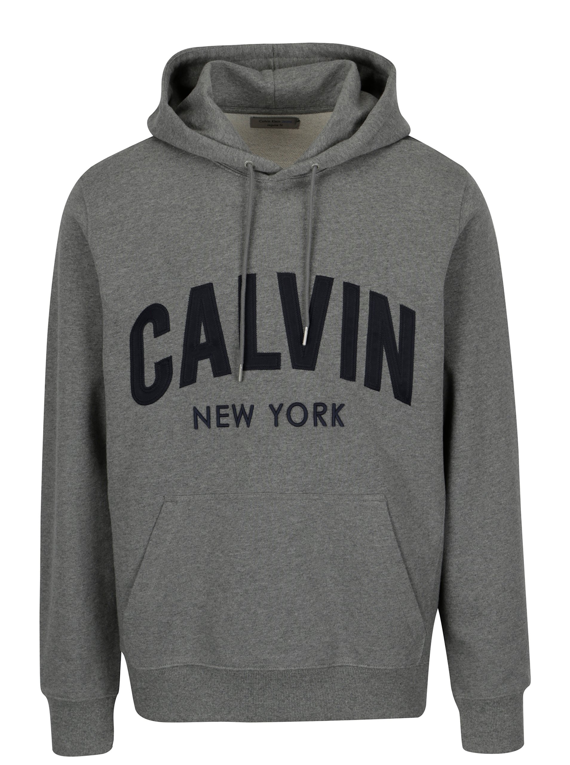 Šedá pánská mikina s kapucí Calvin Klein Jeans Hikos