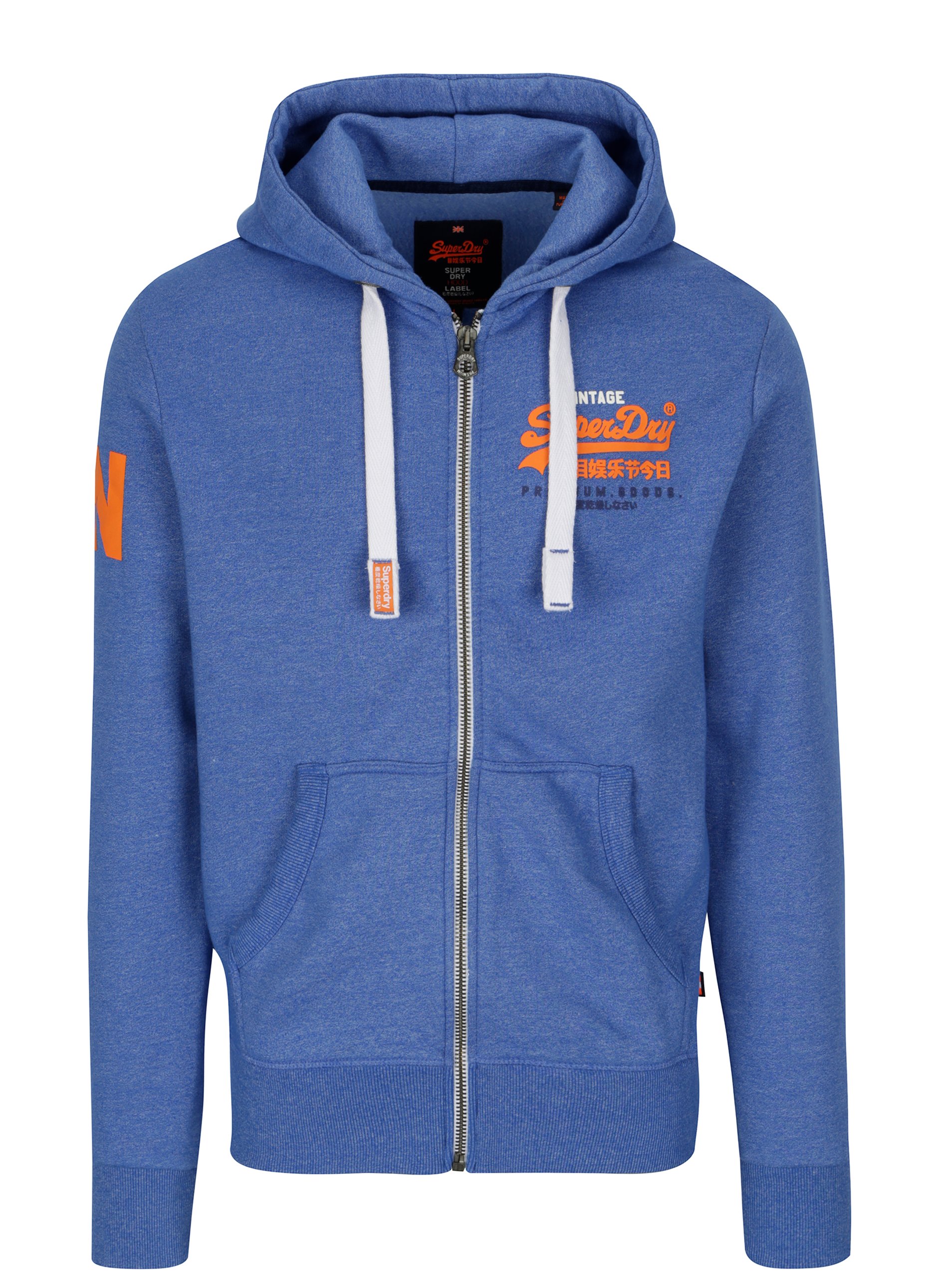 Fotografie Modrá pánská mikina s kapucí Superdry