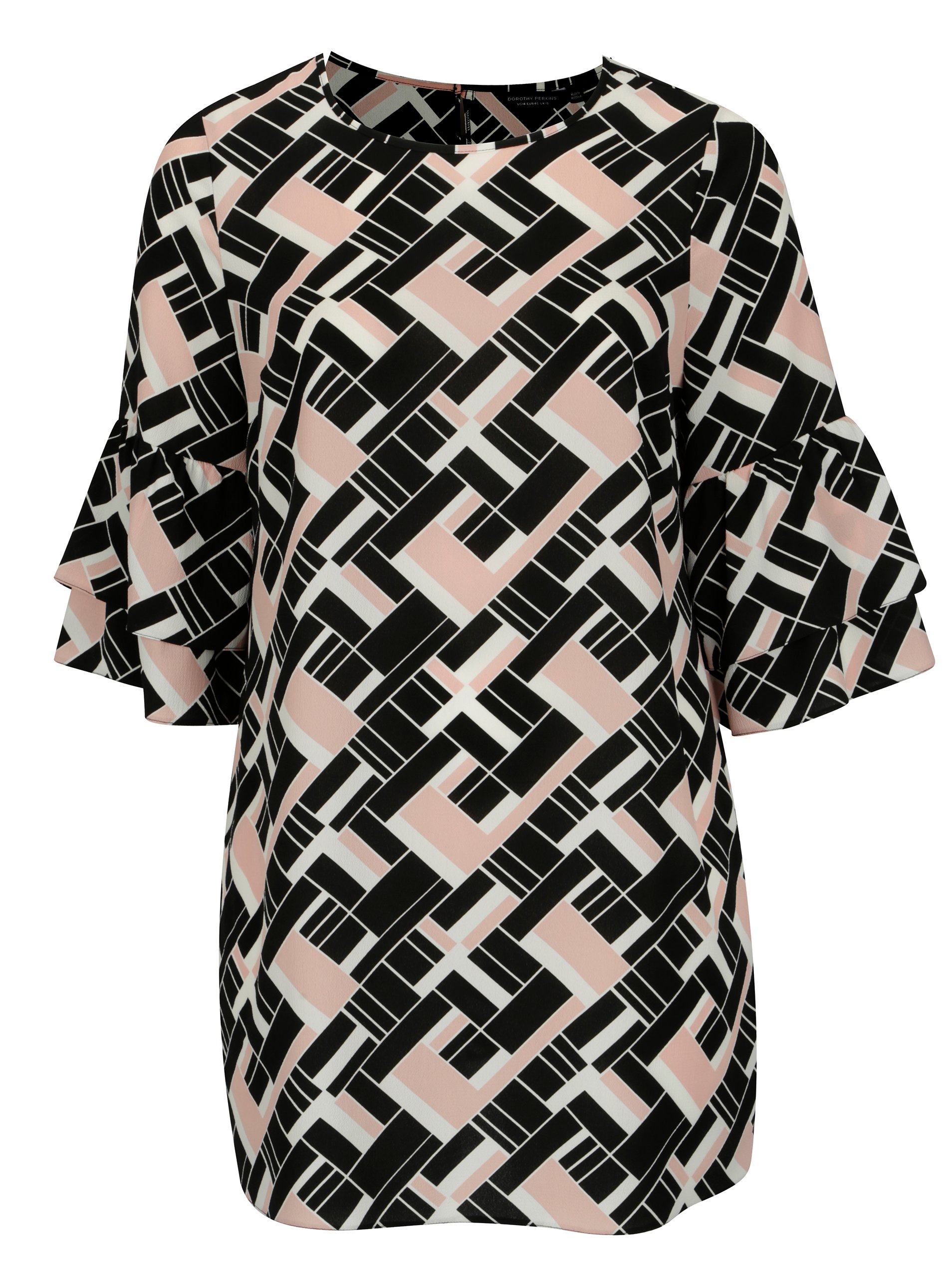 Černé vzorované šaty s volány Dorothy Perkins Curve