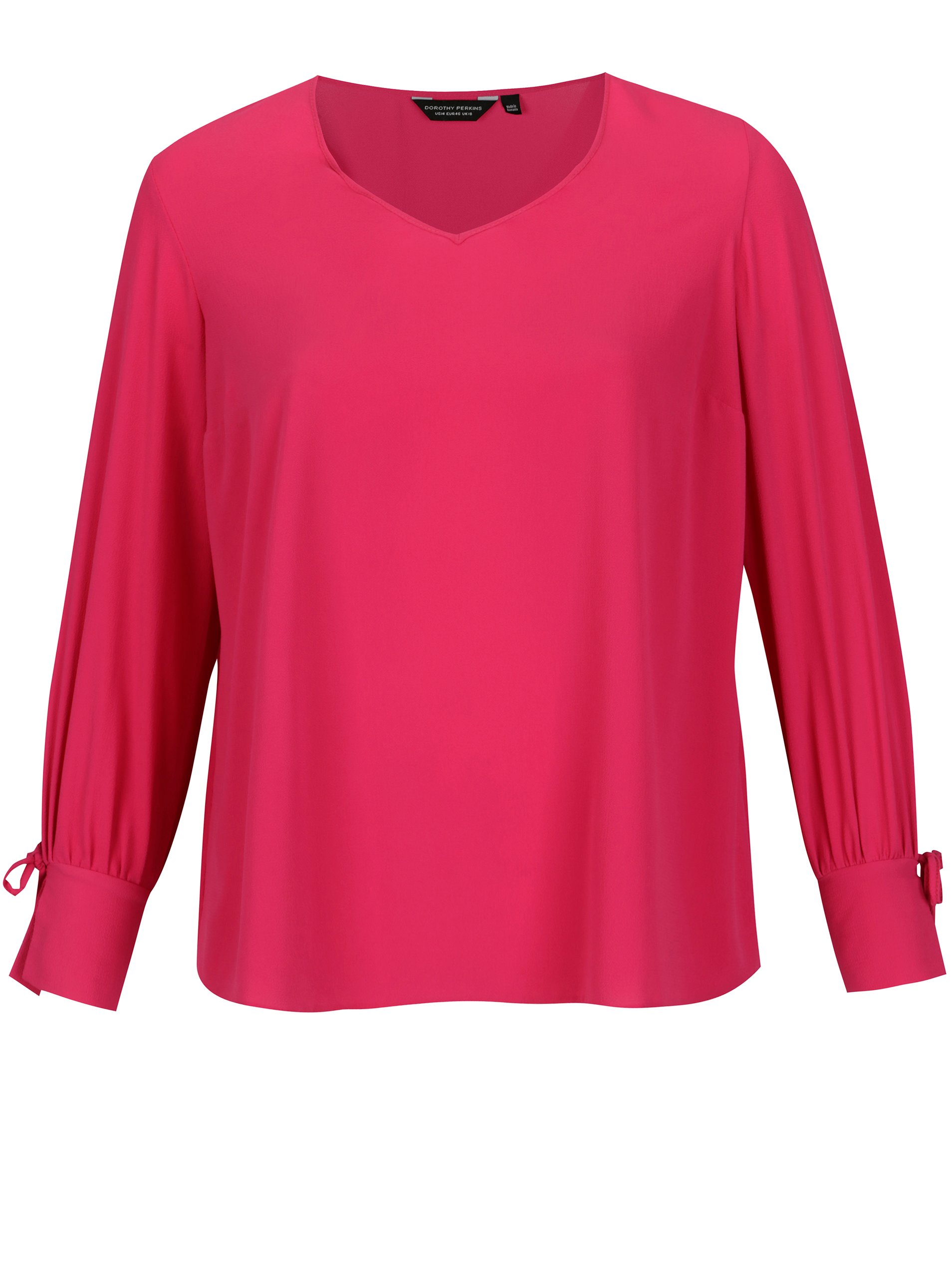 Růžová halenka s mašlemi na rukávech Dorothy Perkins Curve
