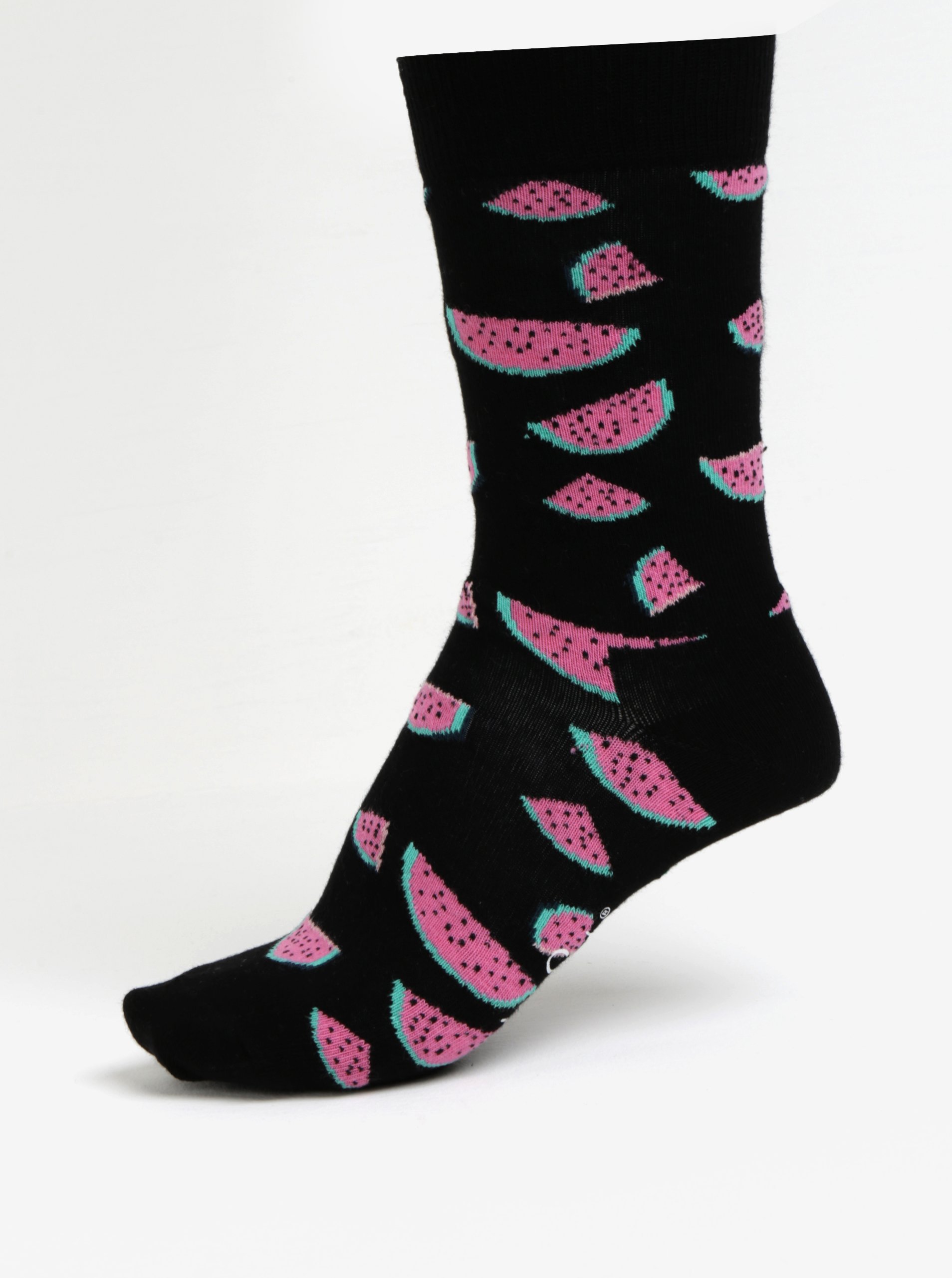 Černé unisex ponožky s motivem melounů Happy Socks Watermelon