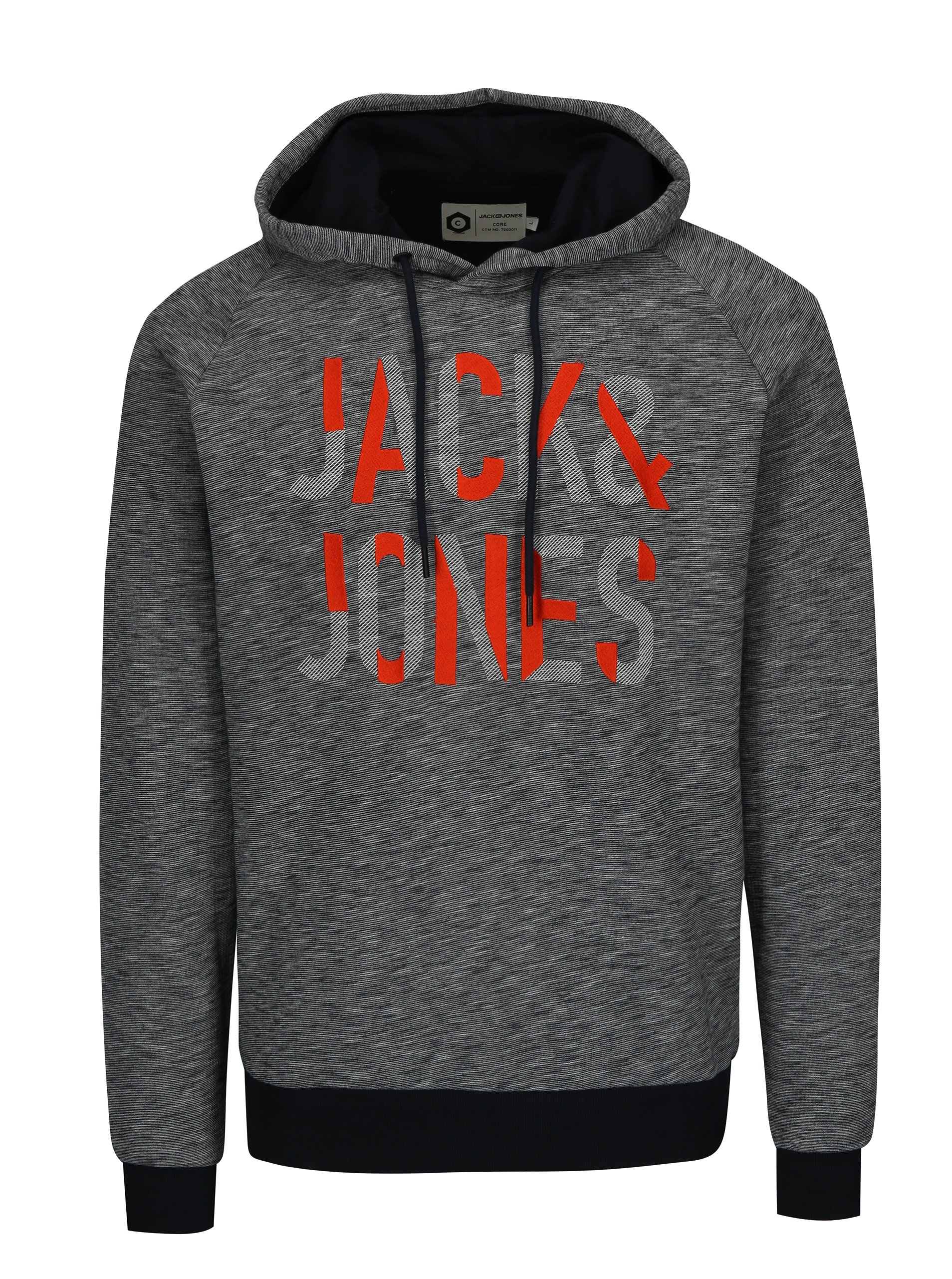 Tmavě modrá žíhaná mikina s kapucí Jack & Jones Caden
