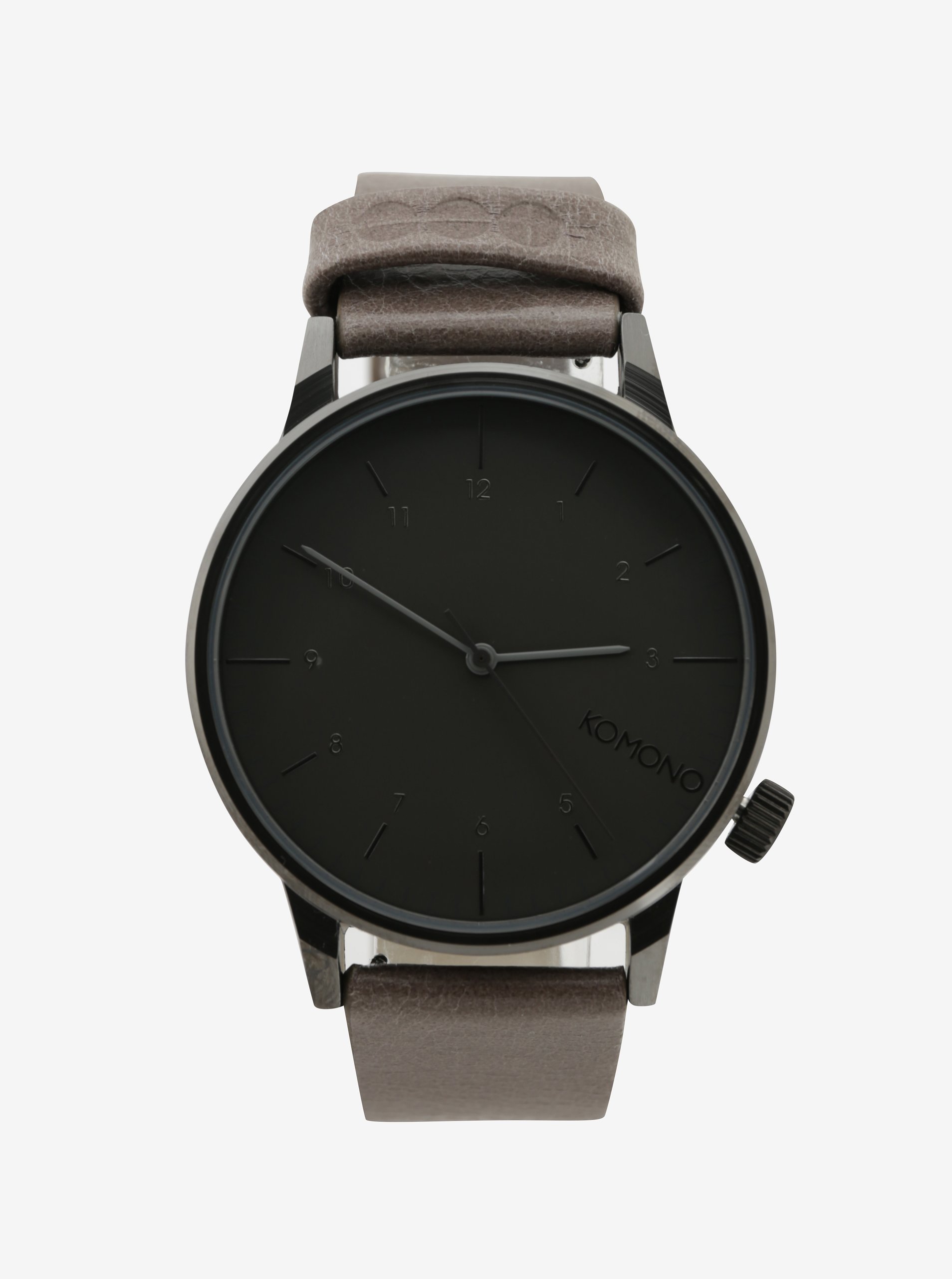 Šedé unisex hodinky s béžovým koženým páskem Komono Winston Regal