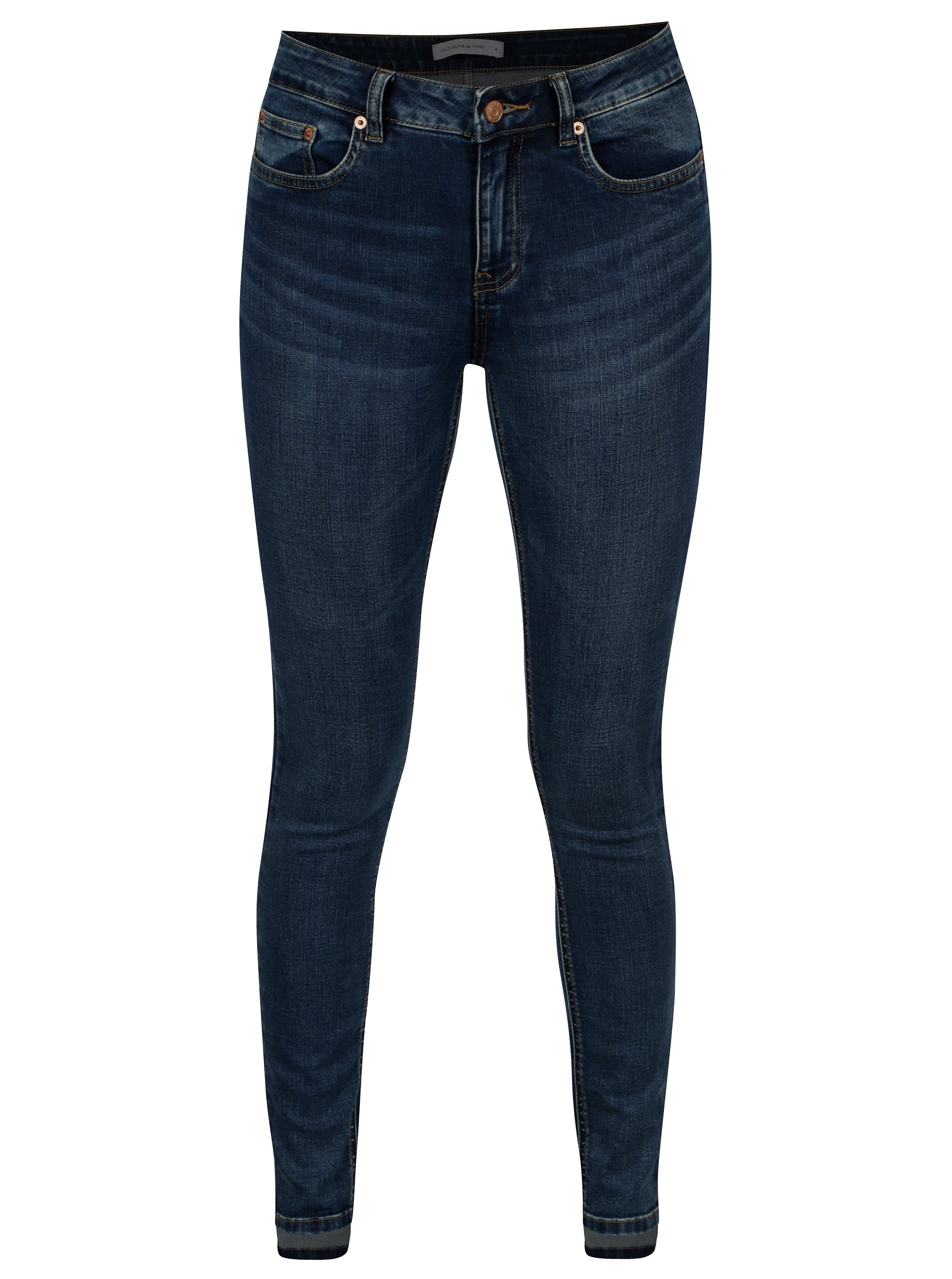 Modré skinny džíny s vyšisovaným efektem Jacqueline de Yong Laura