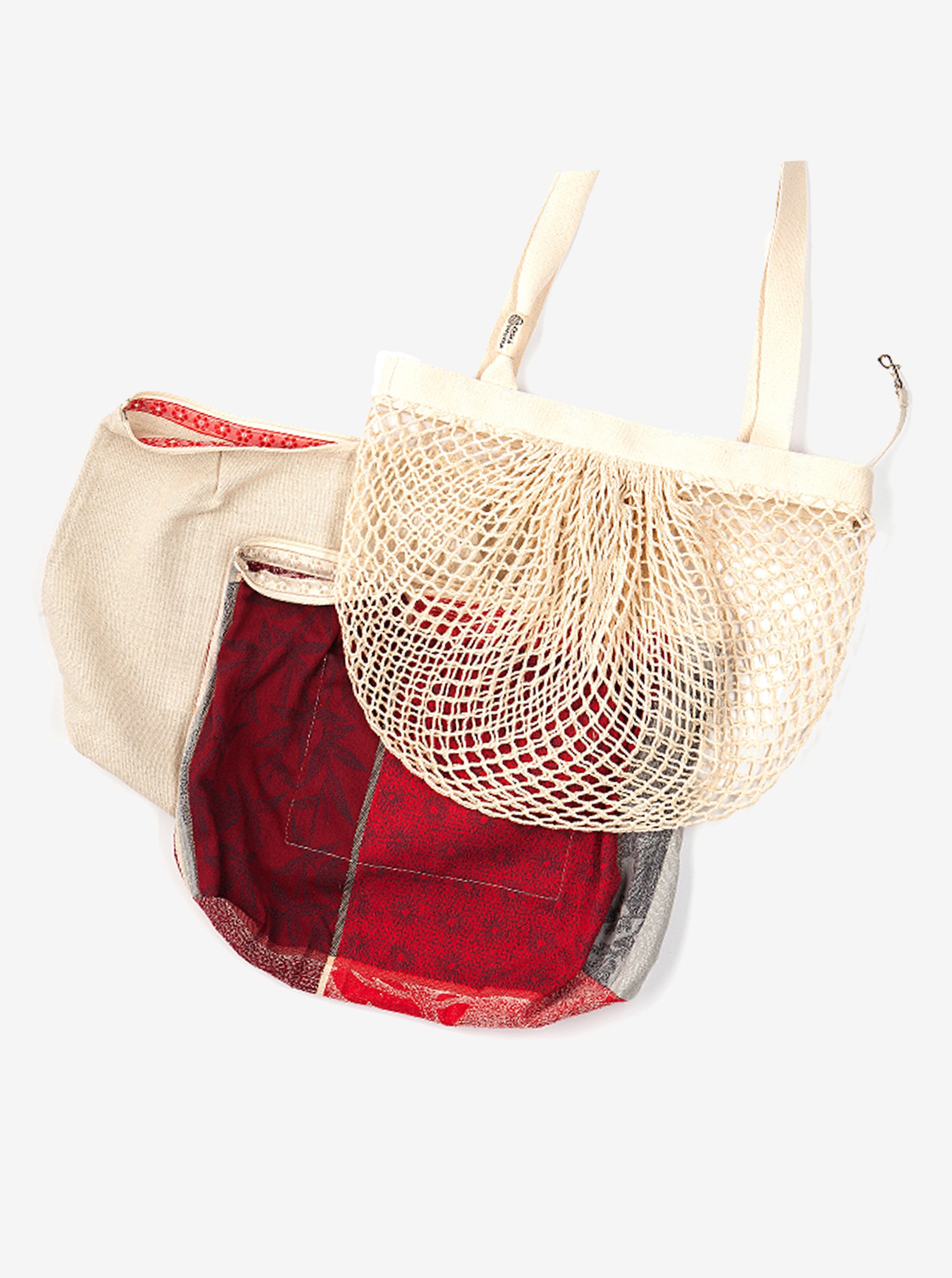 Červeno-krémová síťová taška Česká síťovka Switch Bag