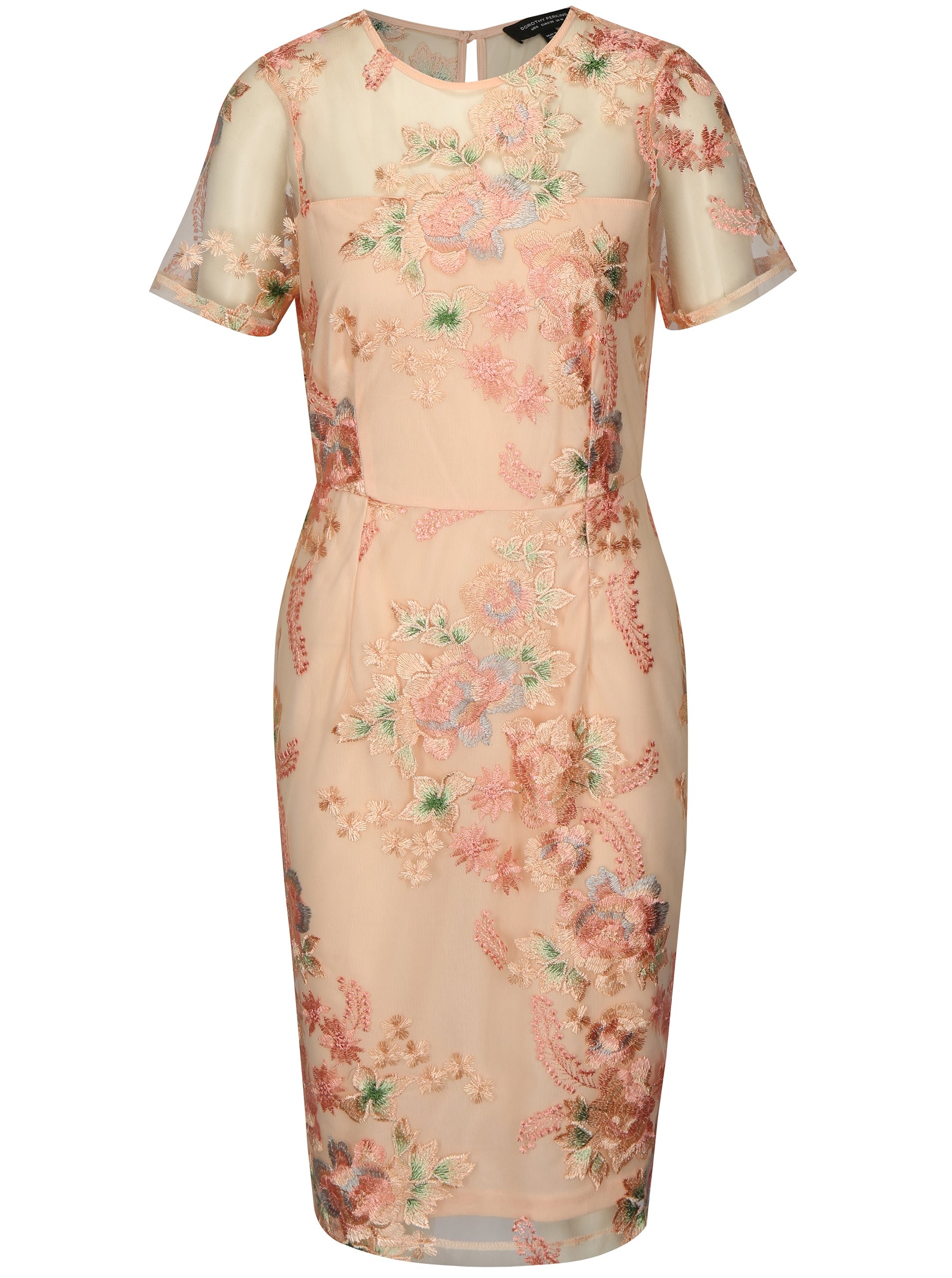 Růžové pouzdrové šaty s výšivkou Dorothy Perkins