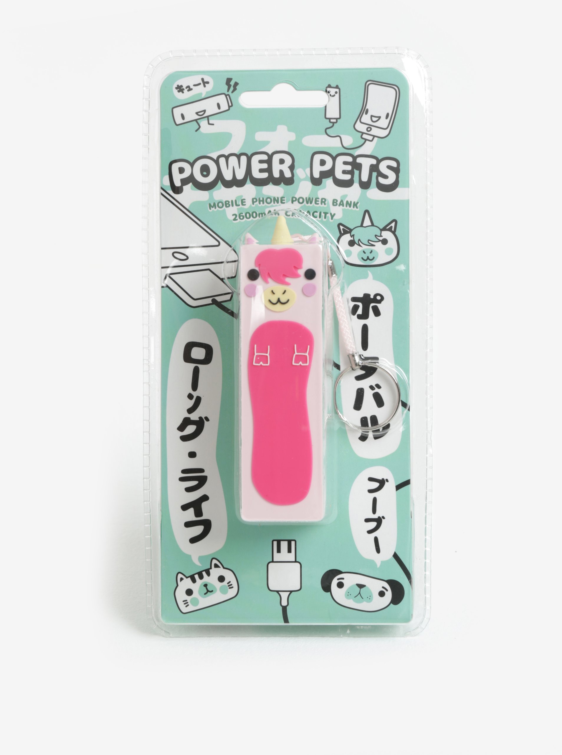 Světle růžová power banka s motivem jednorožce Gift Republic