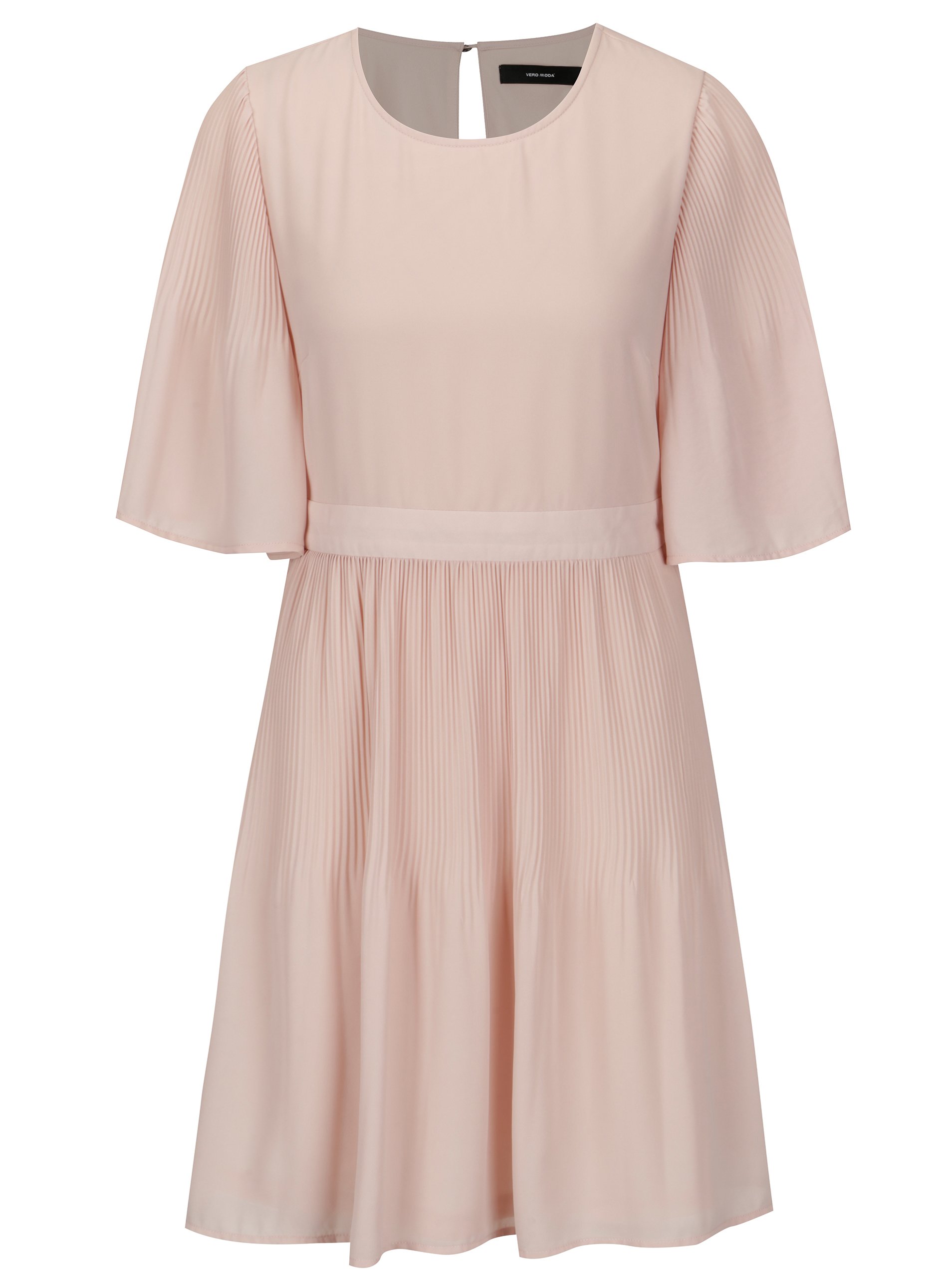 Světle růžové šaty s 3/4 rukávem VERO MODA Amanda