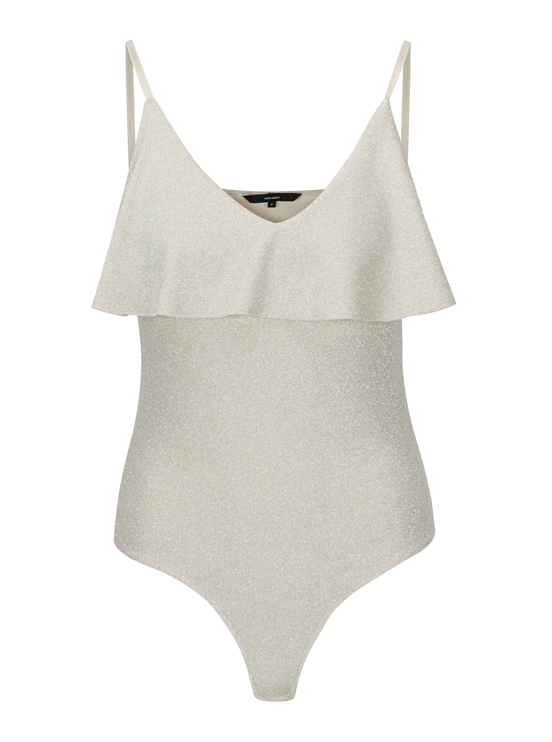 Béžové třpytivé body s volánem VERO MODA Anne