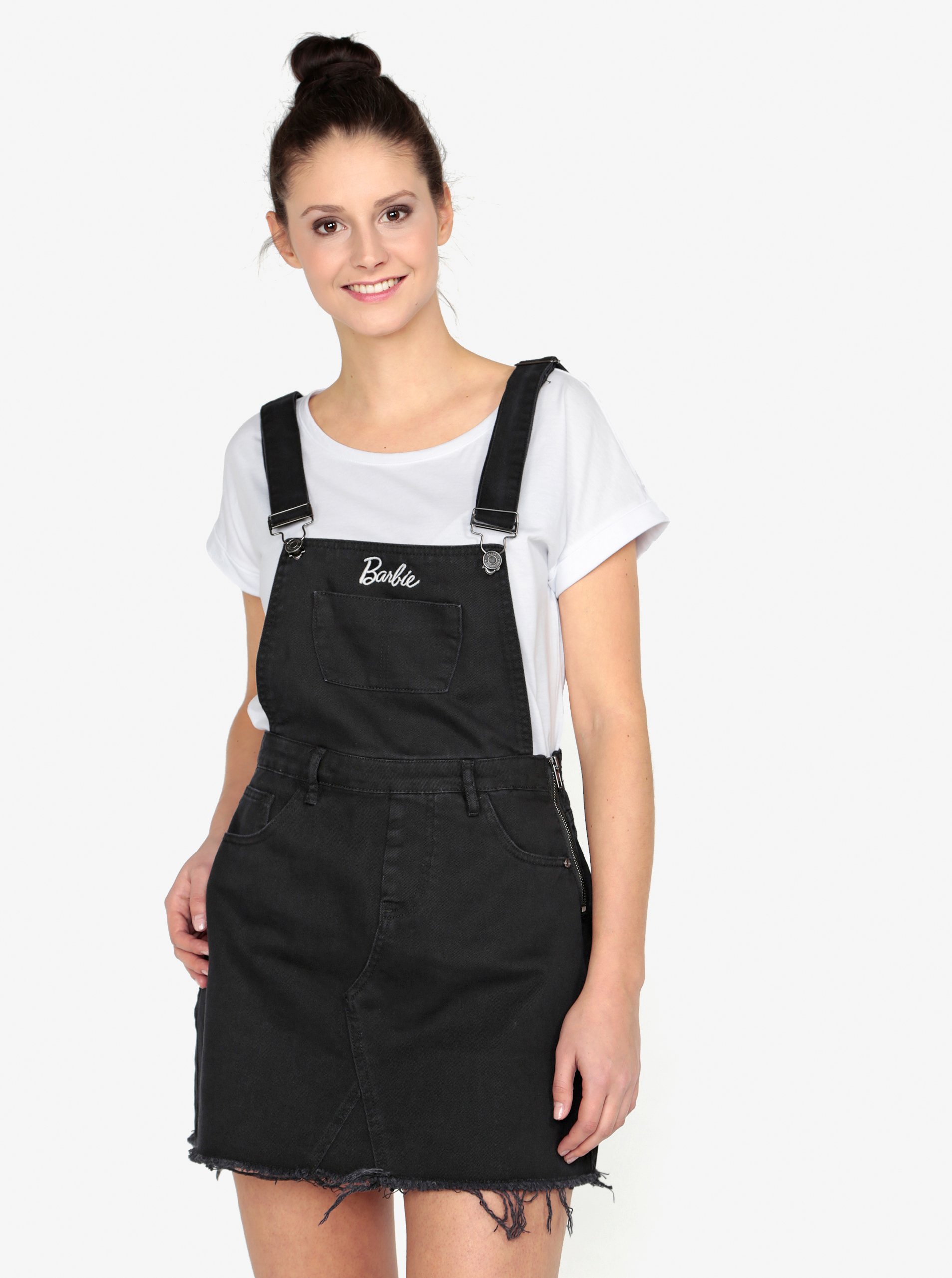 Černá džínové minišaty s laclem MISSGUIDED
