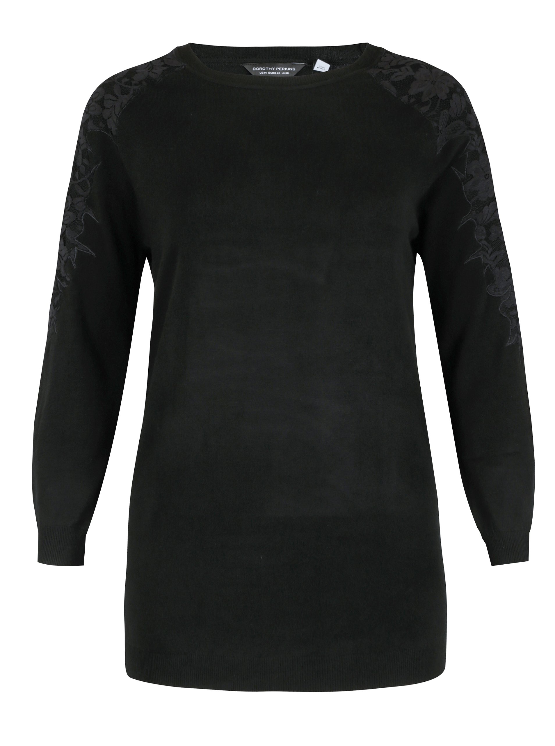 Černý svetr s krajkou a průstřihy na ramenou Dorothy Perkins Curve