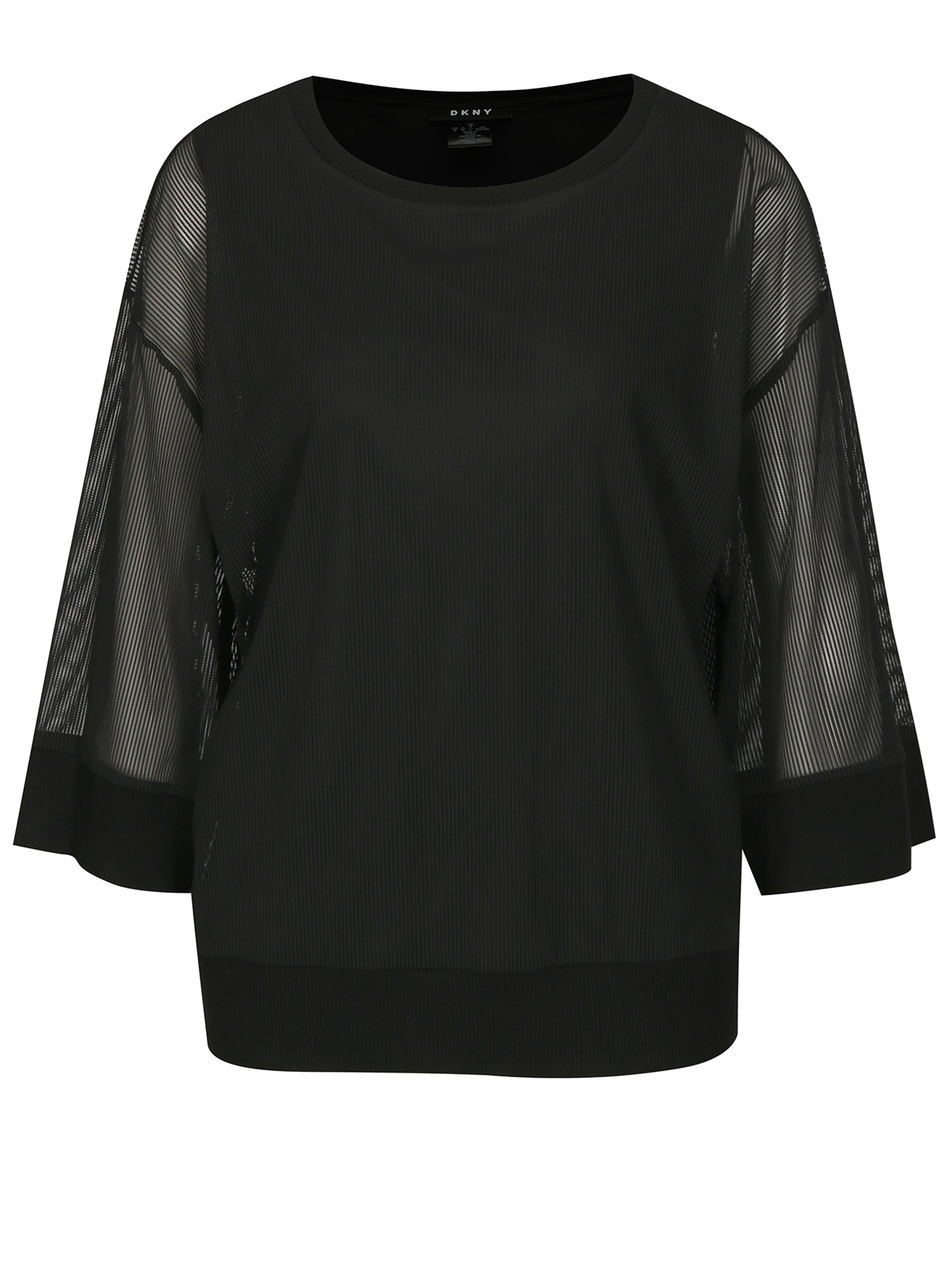 Černá halenka s průsvitnými rukávy DKNY