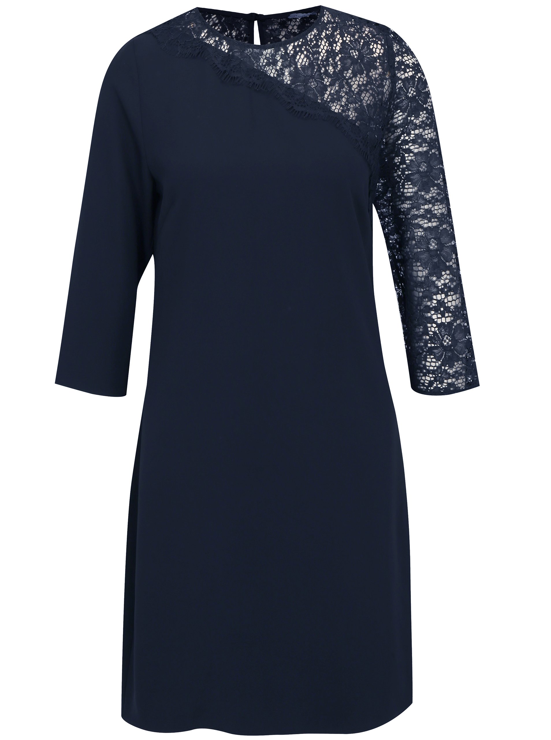 Tmavě modré šaty s 3/4 rukávem a krajkou Dorothy Perkins