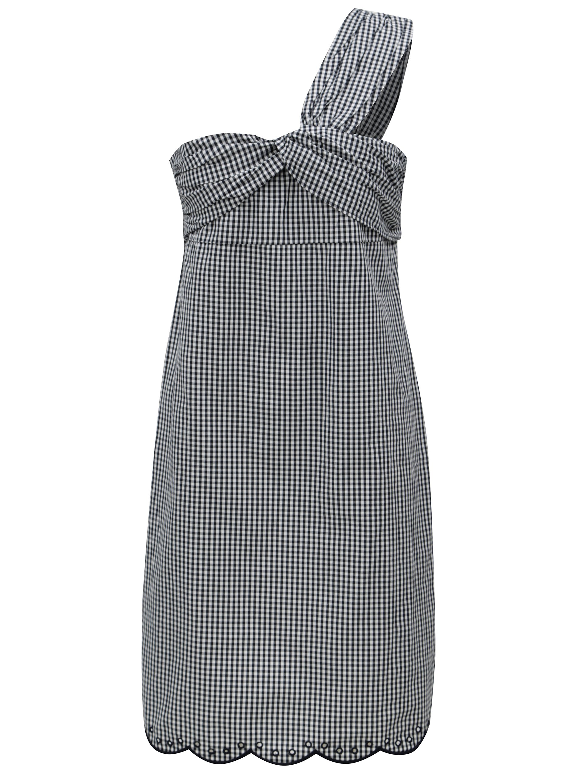 Černo-bílé kostkované asymetrické šaty Pepe Jeans Chelo