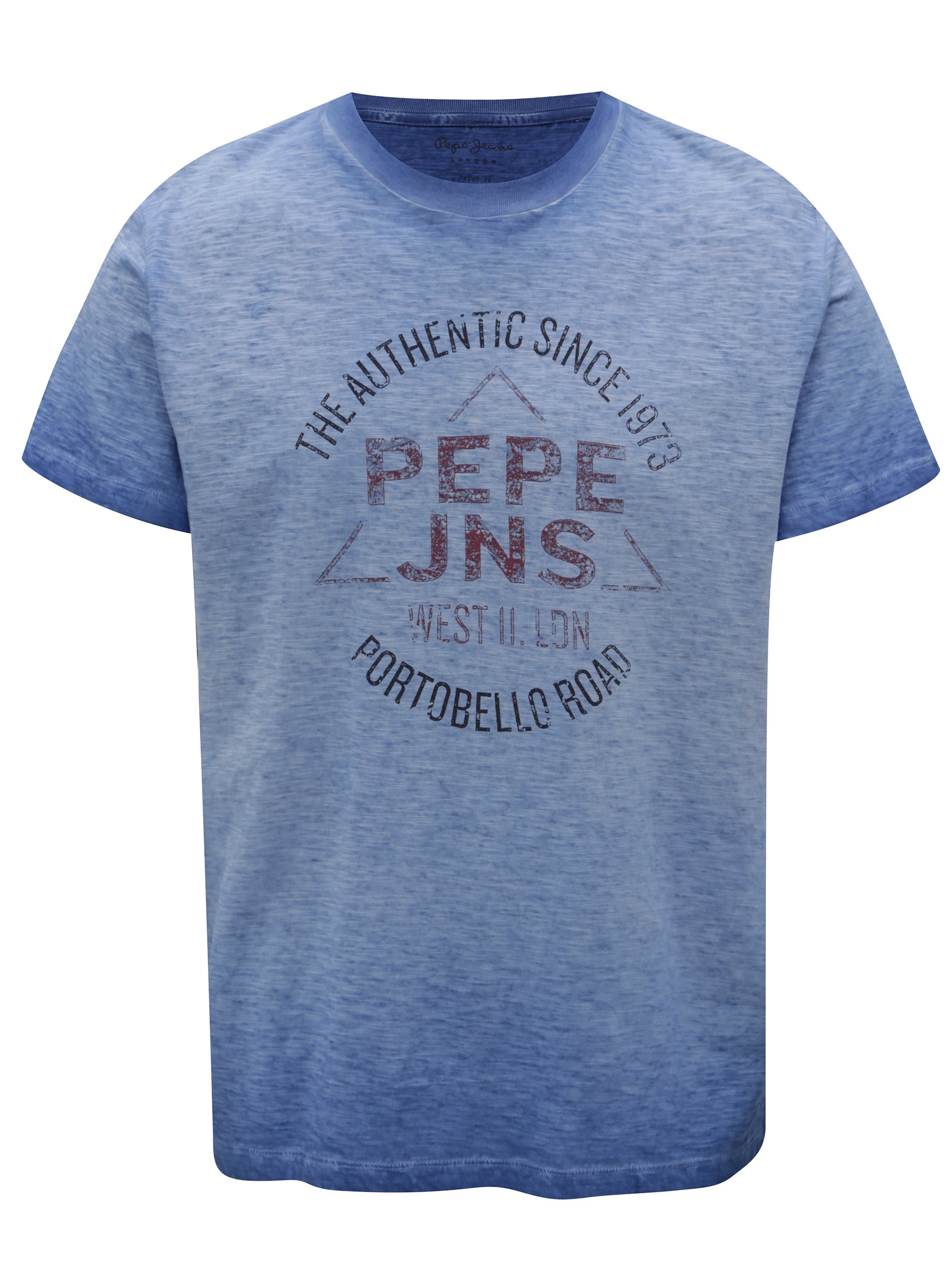 Modré žíhané pánské regular tričko s potiskem Pepe Jeans Scott