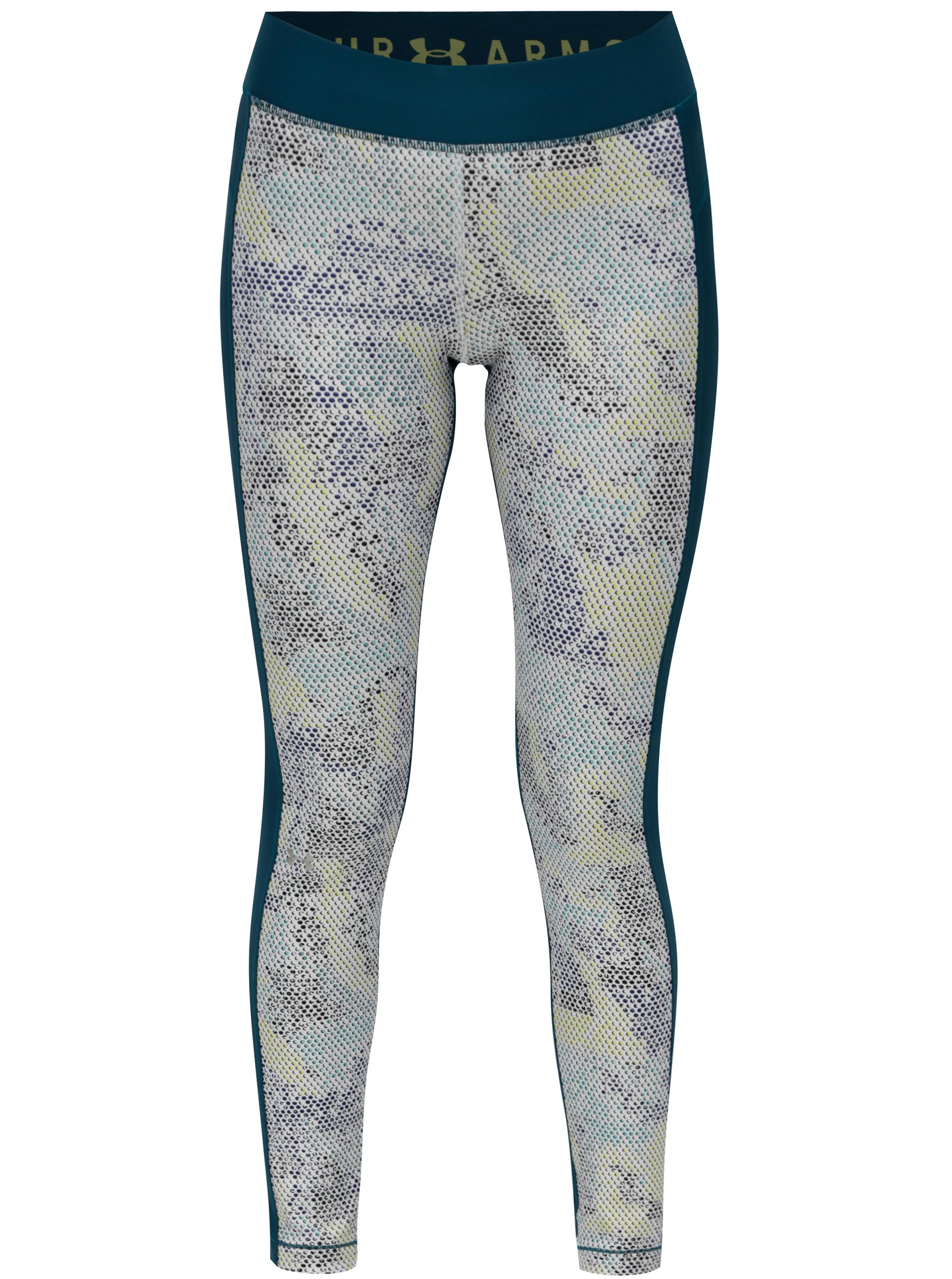 Tmavě zelené vzorované dámské sportovní leginy Under Armour