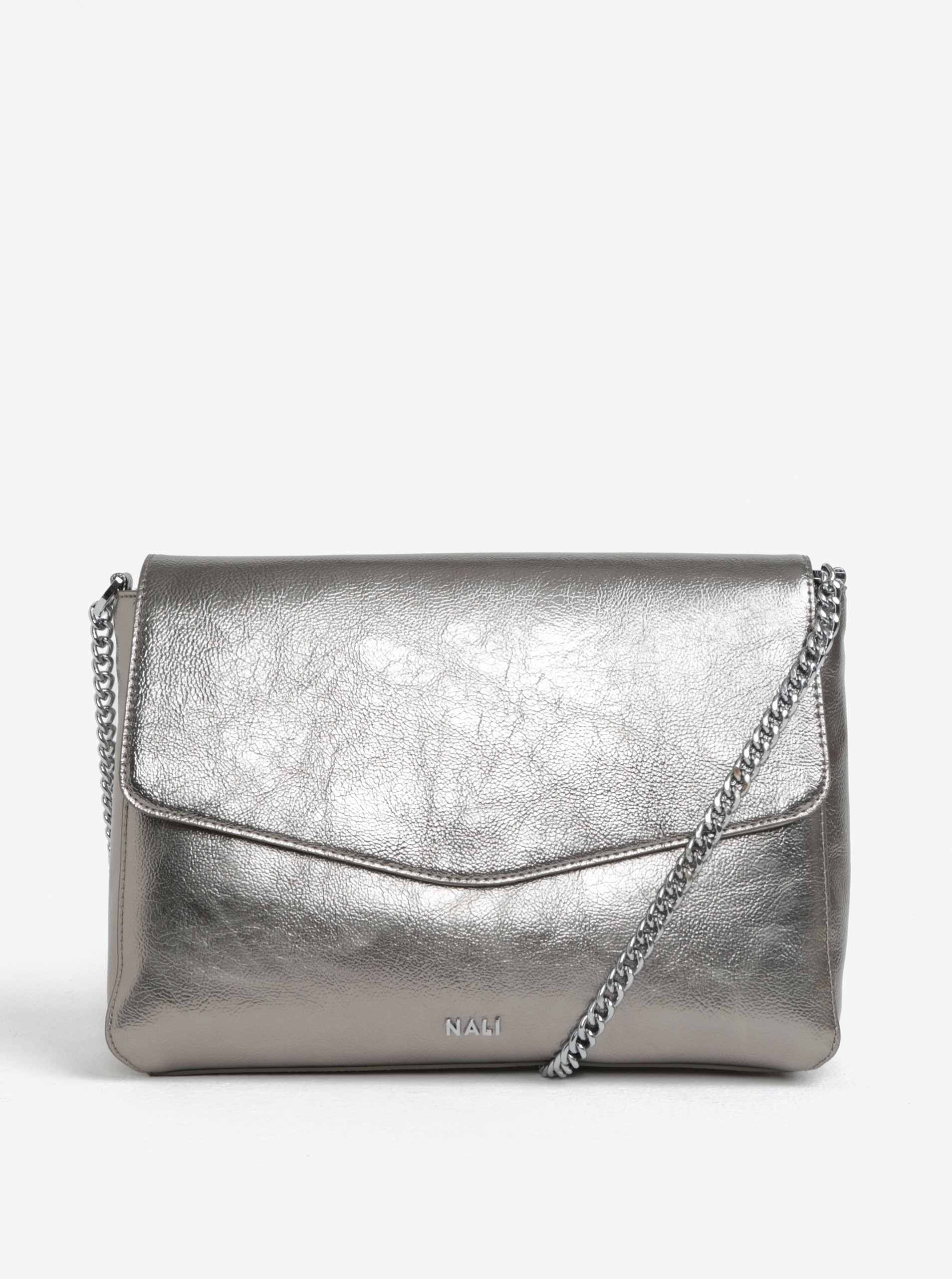 Metalická crossbody kabelka ve stříbrné barvě Nalí