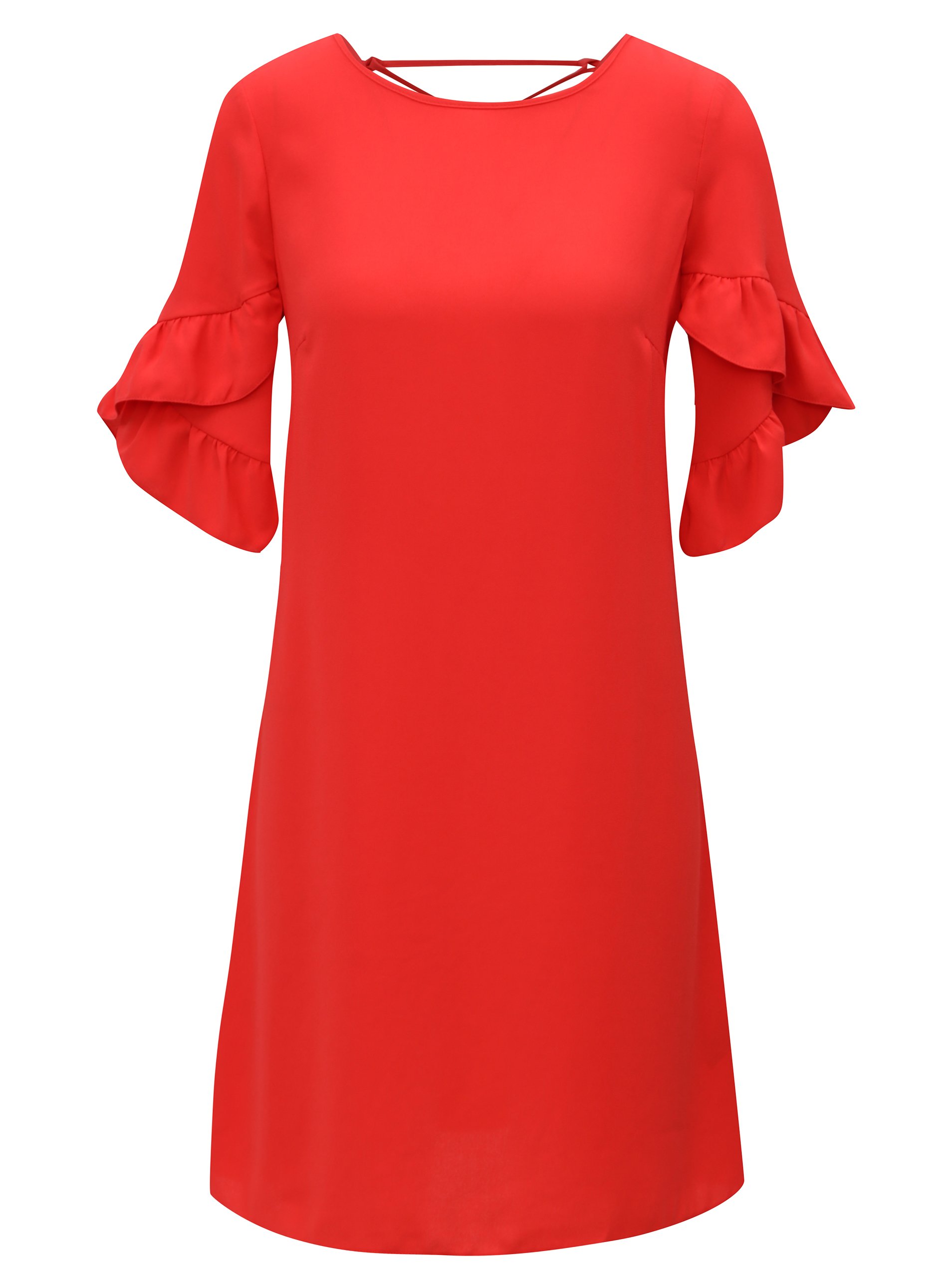 Červené šaty s volánovými rukávy Dorothy Perkins