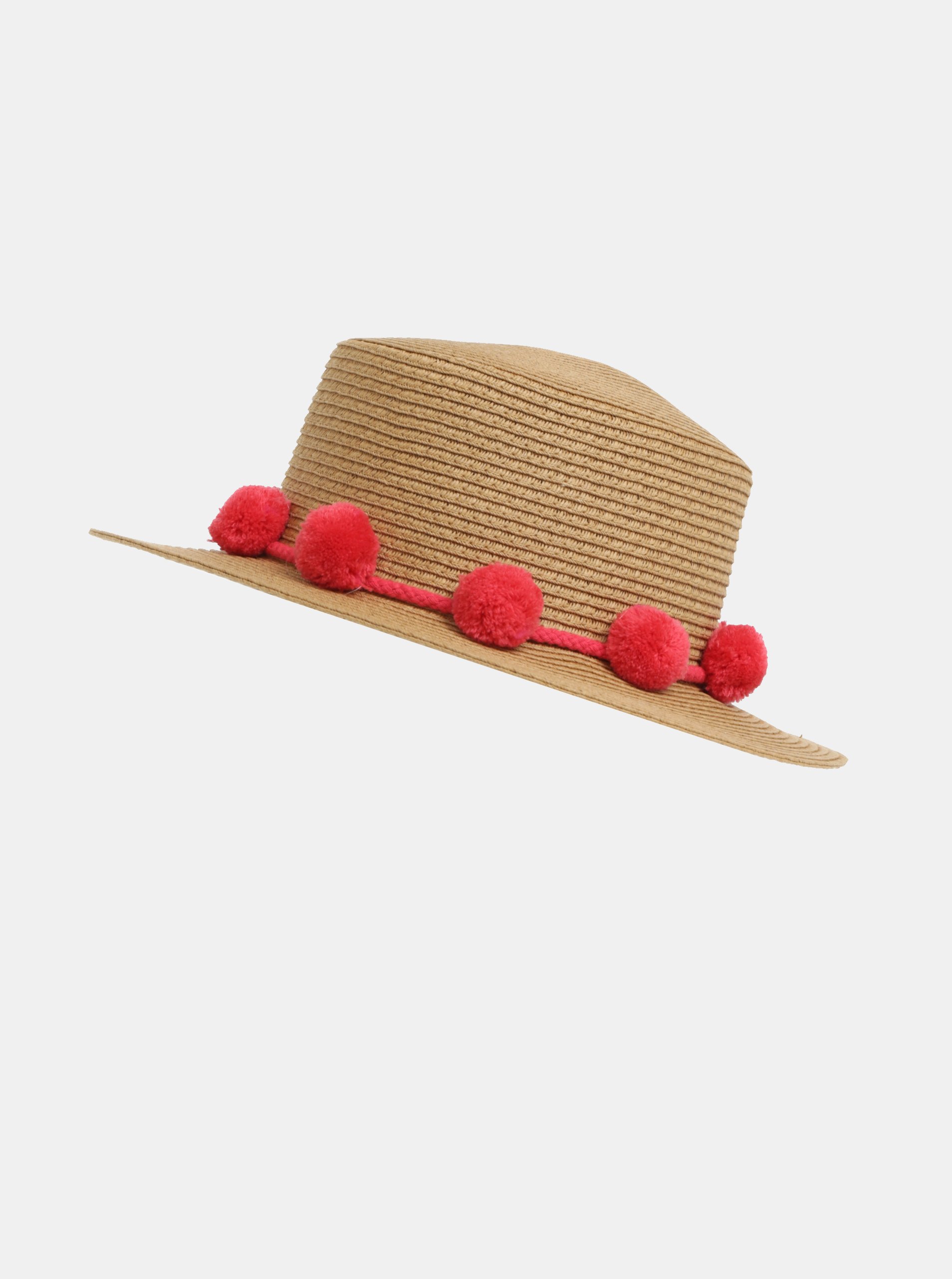 Béžový klobouk s bambulemi Pieces Isa