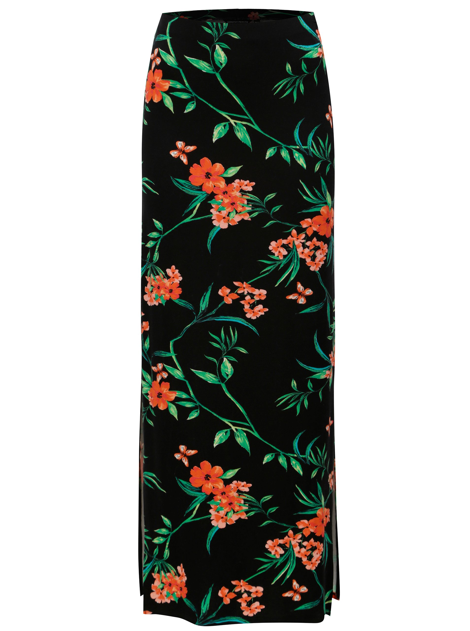 Černá květovaná maxi sukně Dorothy Perkins