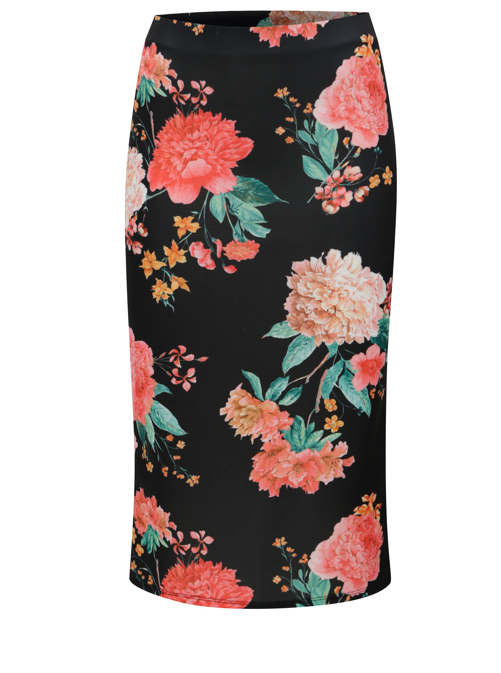 Černá květovaná pouzdrová sukně Dorothy Perkins