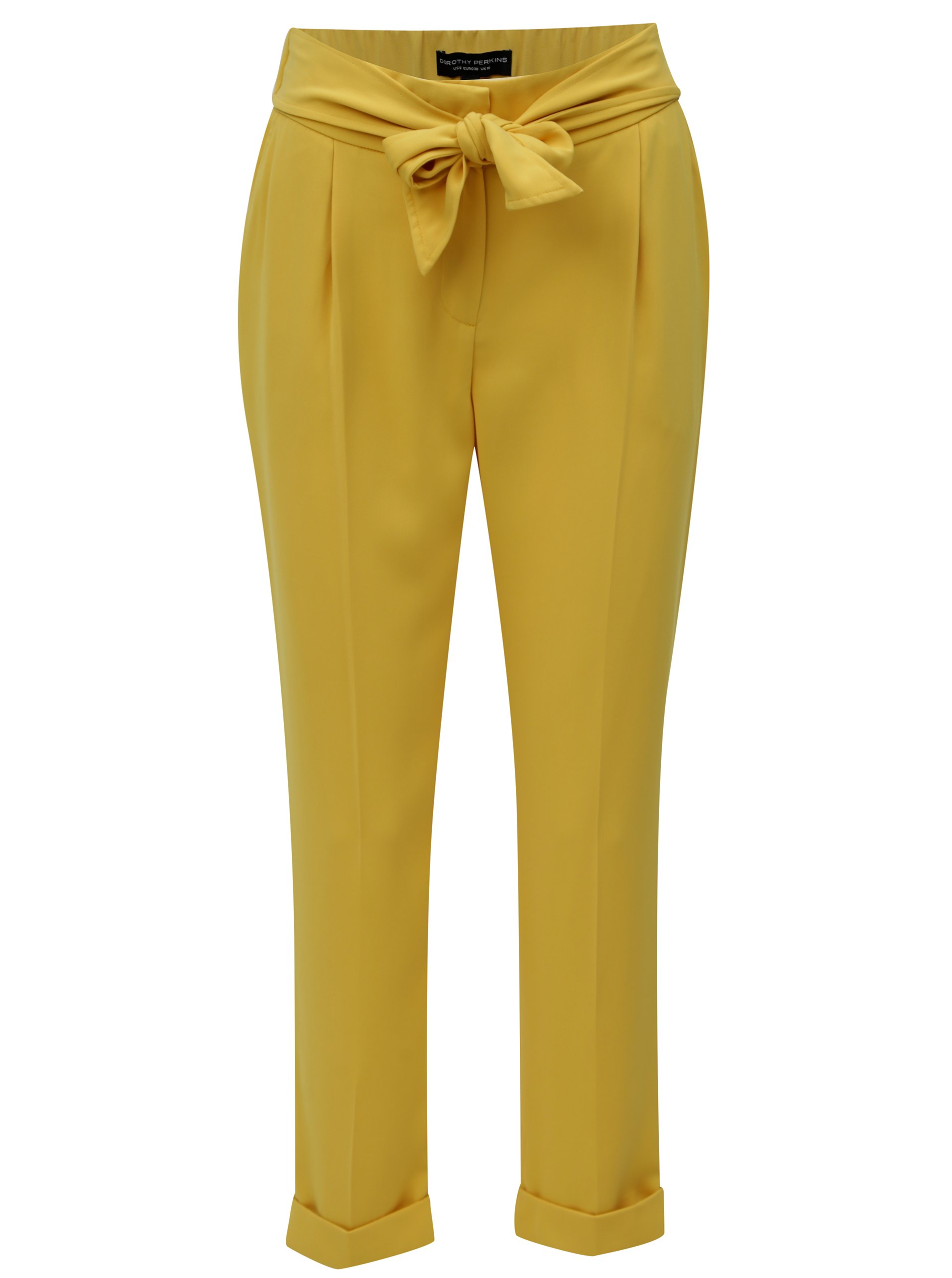 Žluté zkrácené volné kalhoty Dorothy Perkins