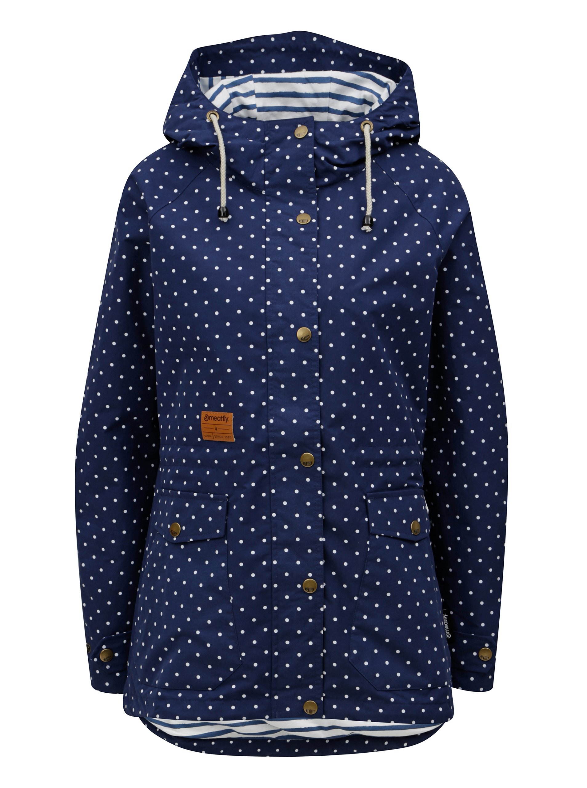 Modrá dámská puntíkovaná nepromokavá parka MEATFLY Victory
