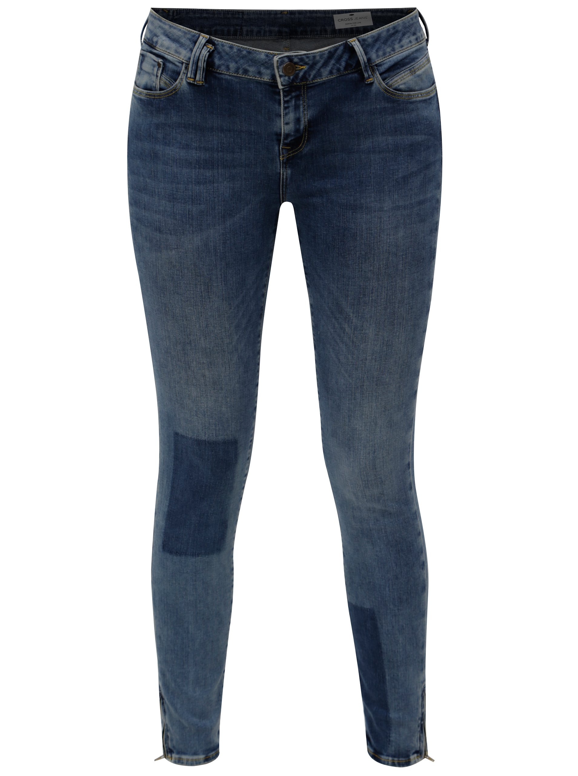 Modré dámské zkrácené super skinny džíny Cross Jeans
