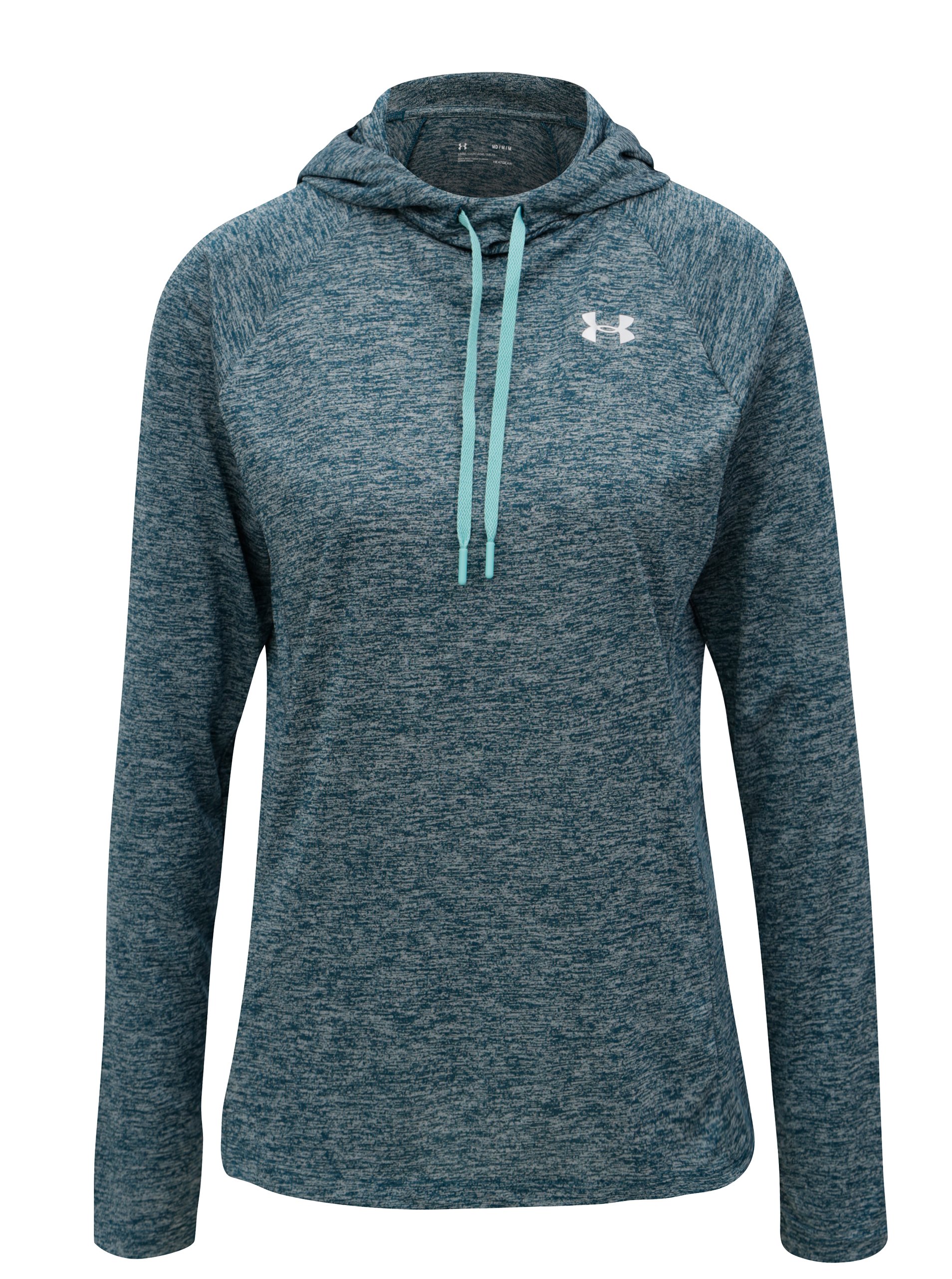 Tyrkysová dámská žíhaná funkční mikina s kapucí Under Armour Hoody